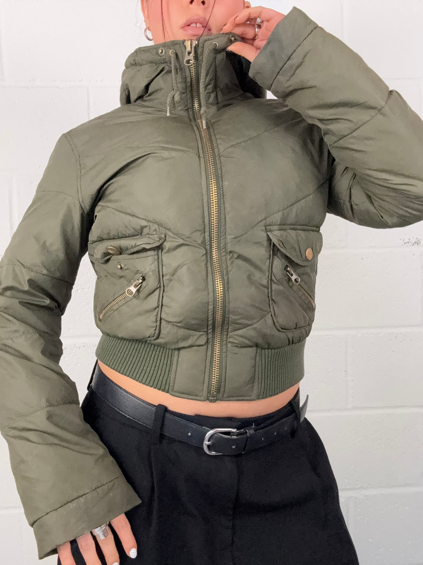 Khaki Puffer Jacket (M)