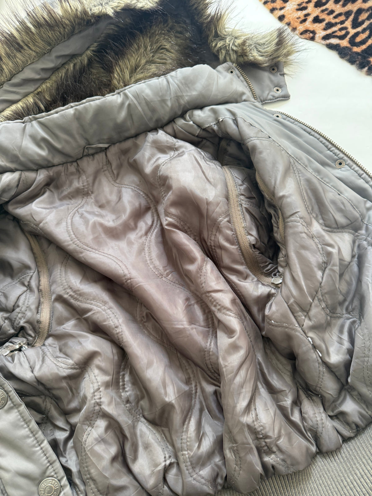 Khaki Y2K Puffer Jacket (UK10)