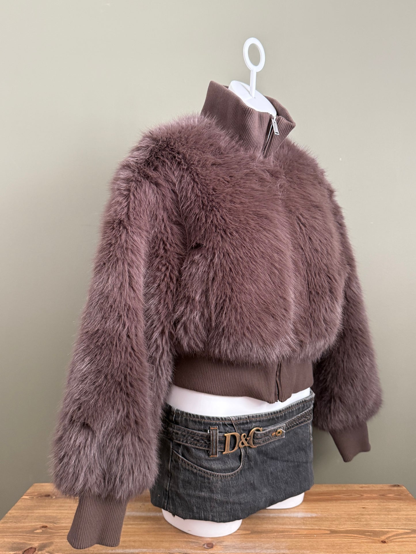 Faux Fur Bomber Jacket (M)