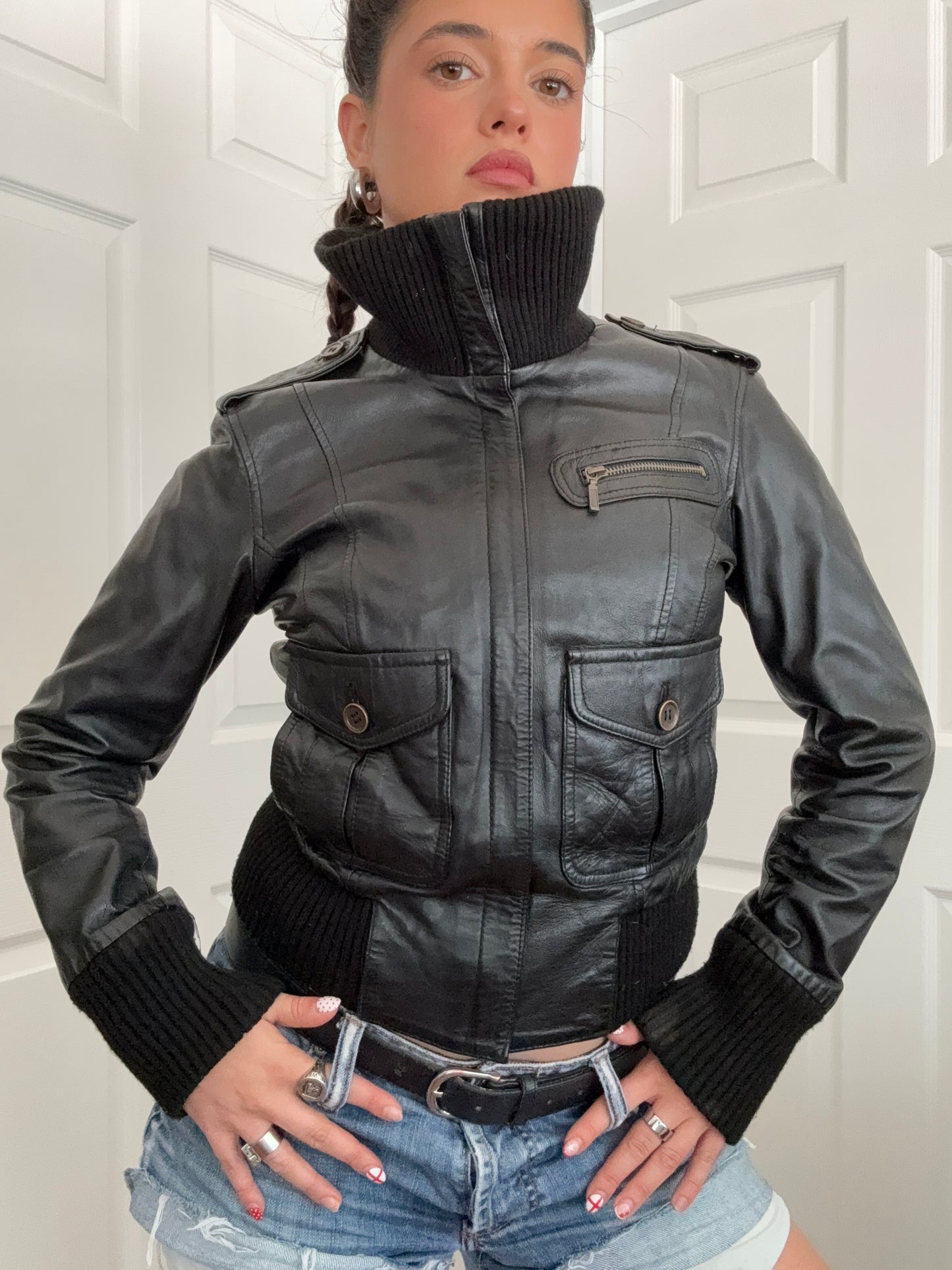 Leather Bomber Jacket (UK12)