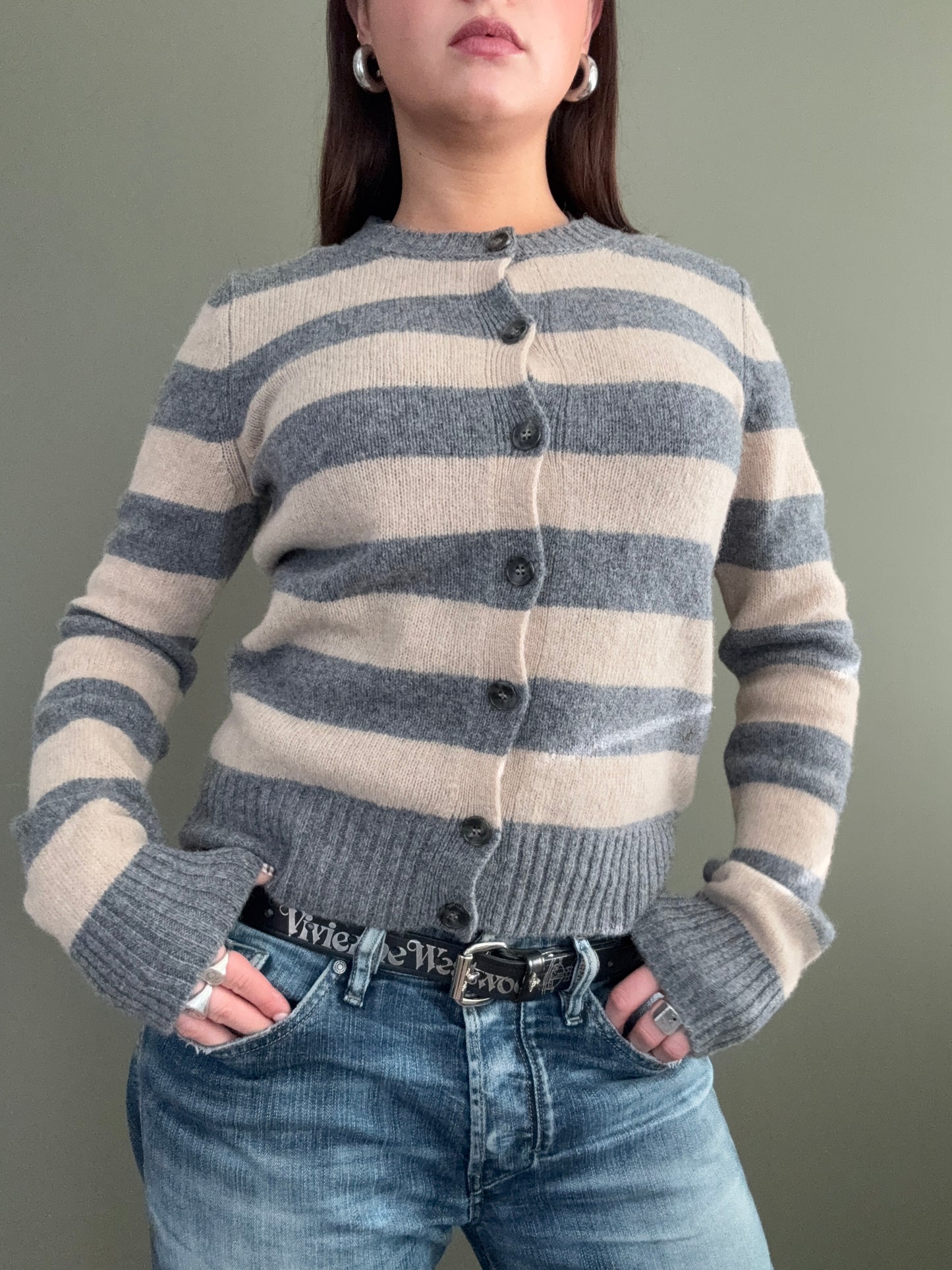 Striped Wool Cardigan (S)