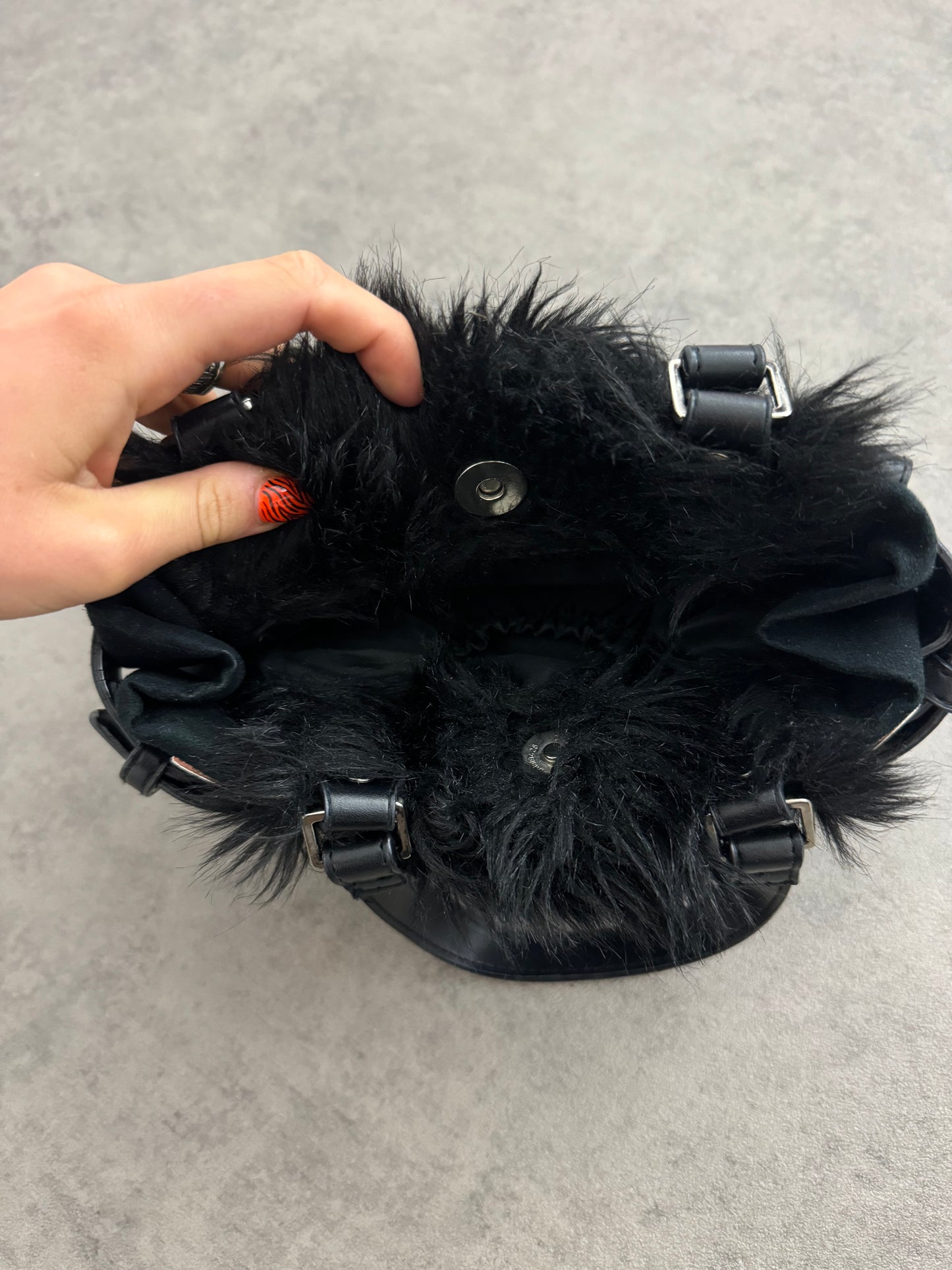 Black Faux Fur Mini Bag