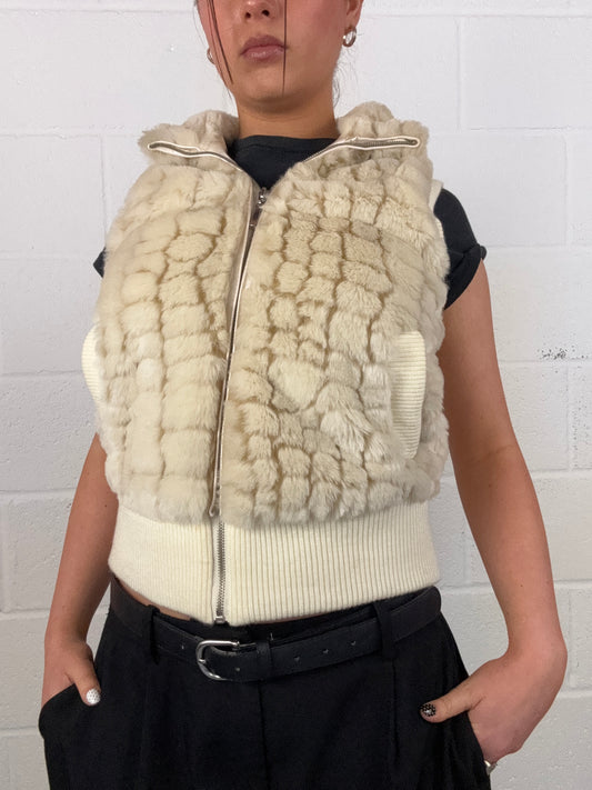 Cream Faux Fur Gilet (UK10)