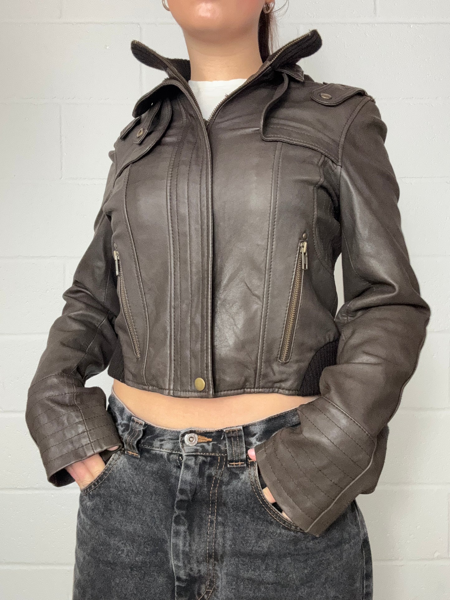 Brown Leather Jacket (M)