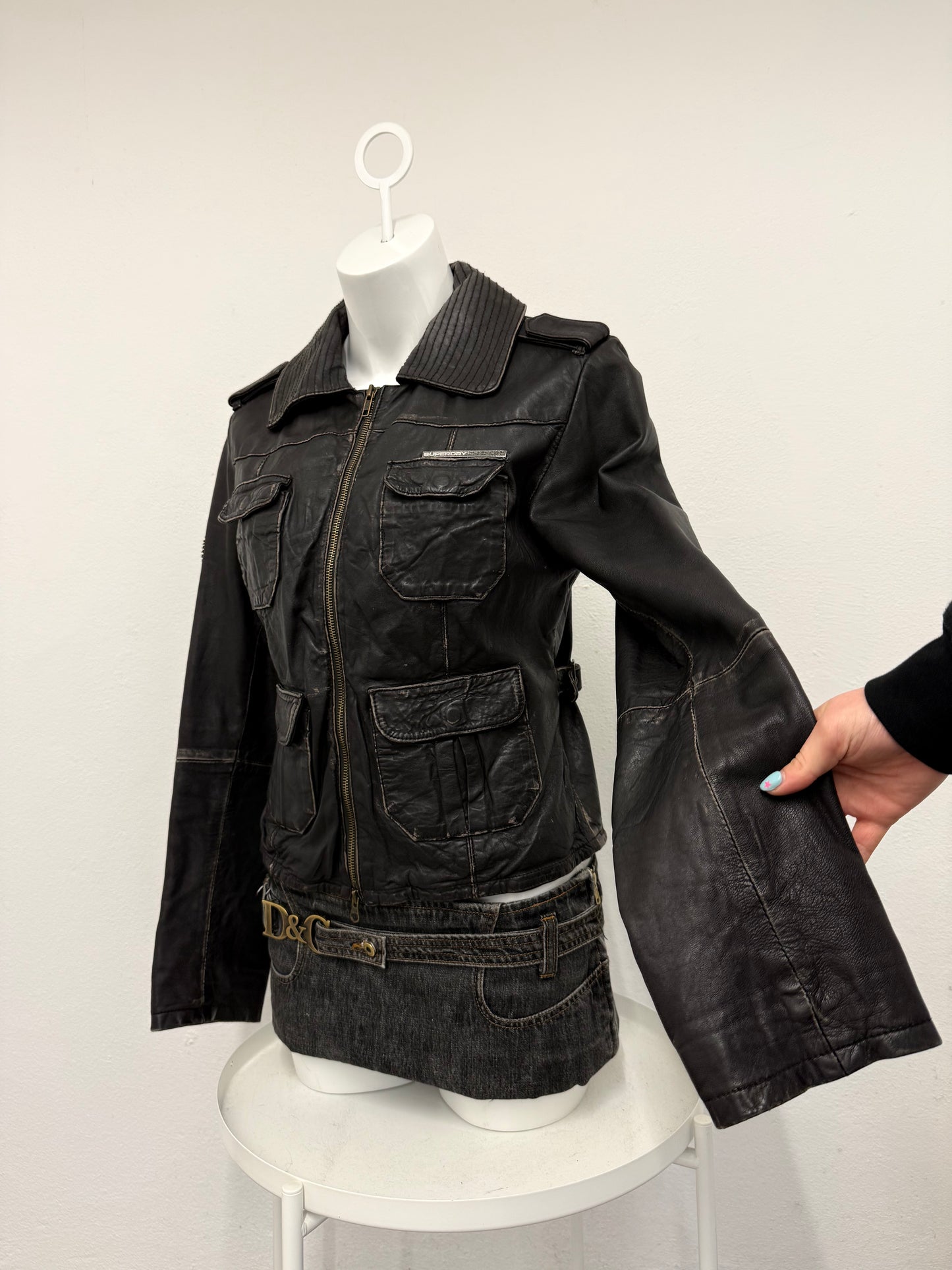 Superdry Cargo Leather Jacket (M)
