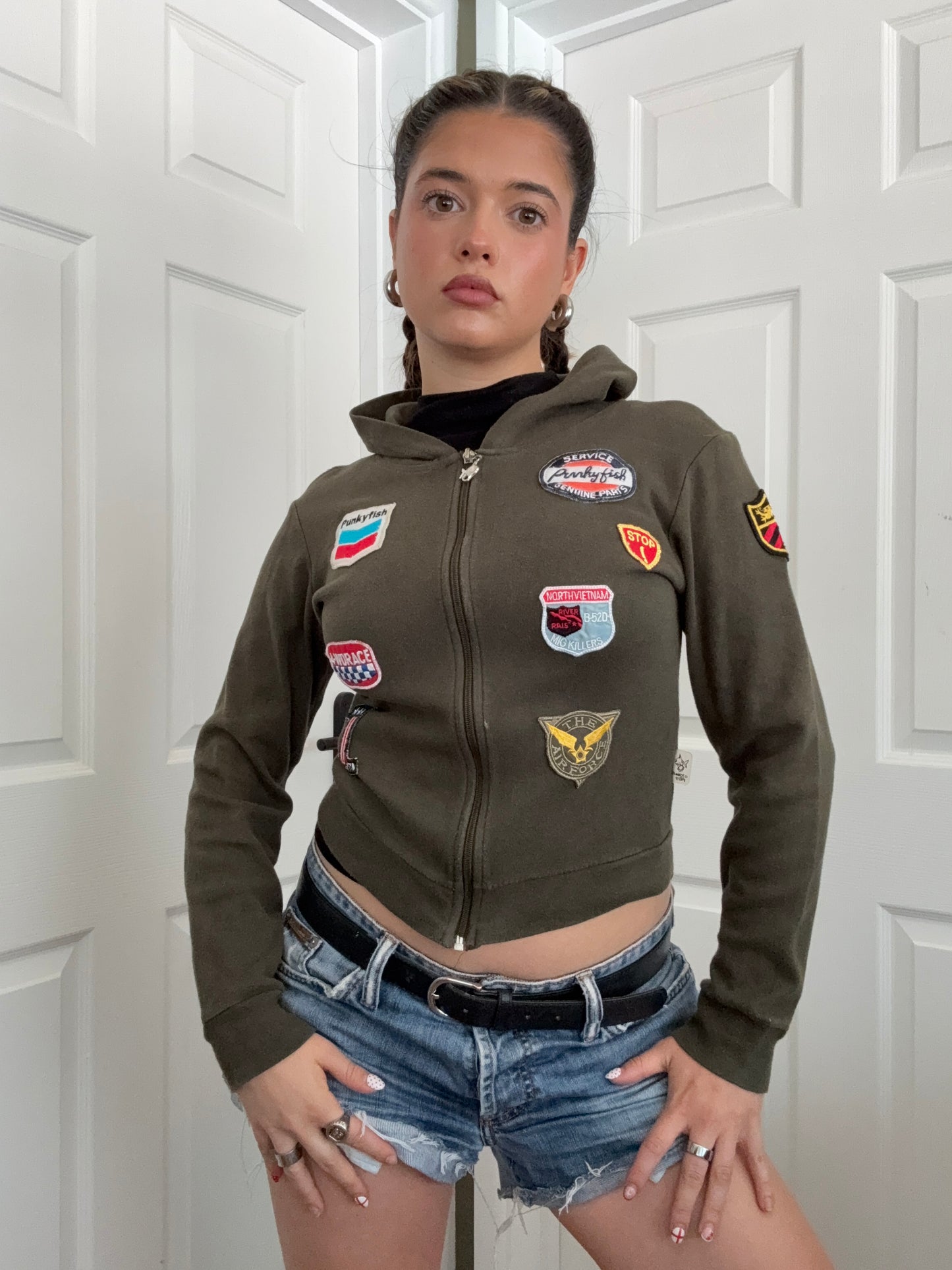 Punky Fish Patchwork Zip Hoodie (XS)