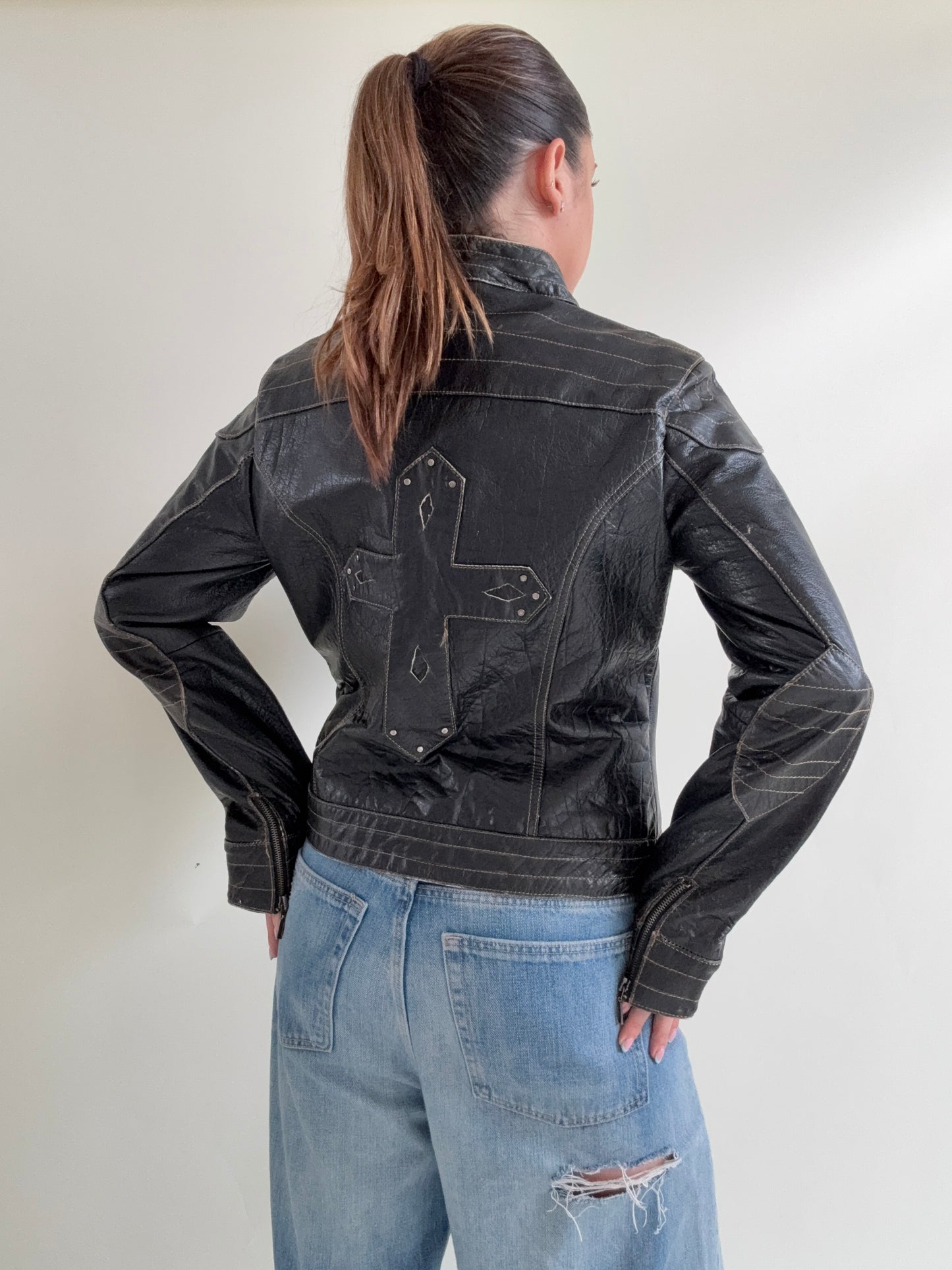 Leather Biker Jacket (L)