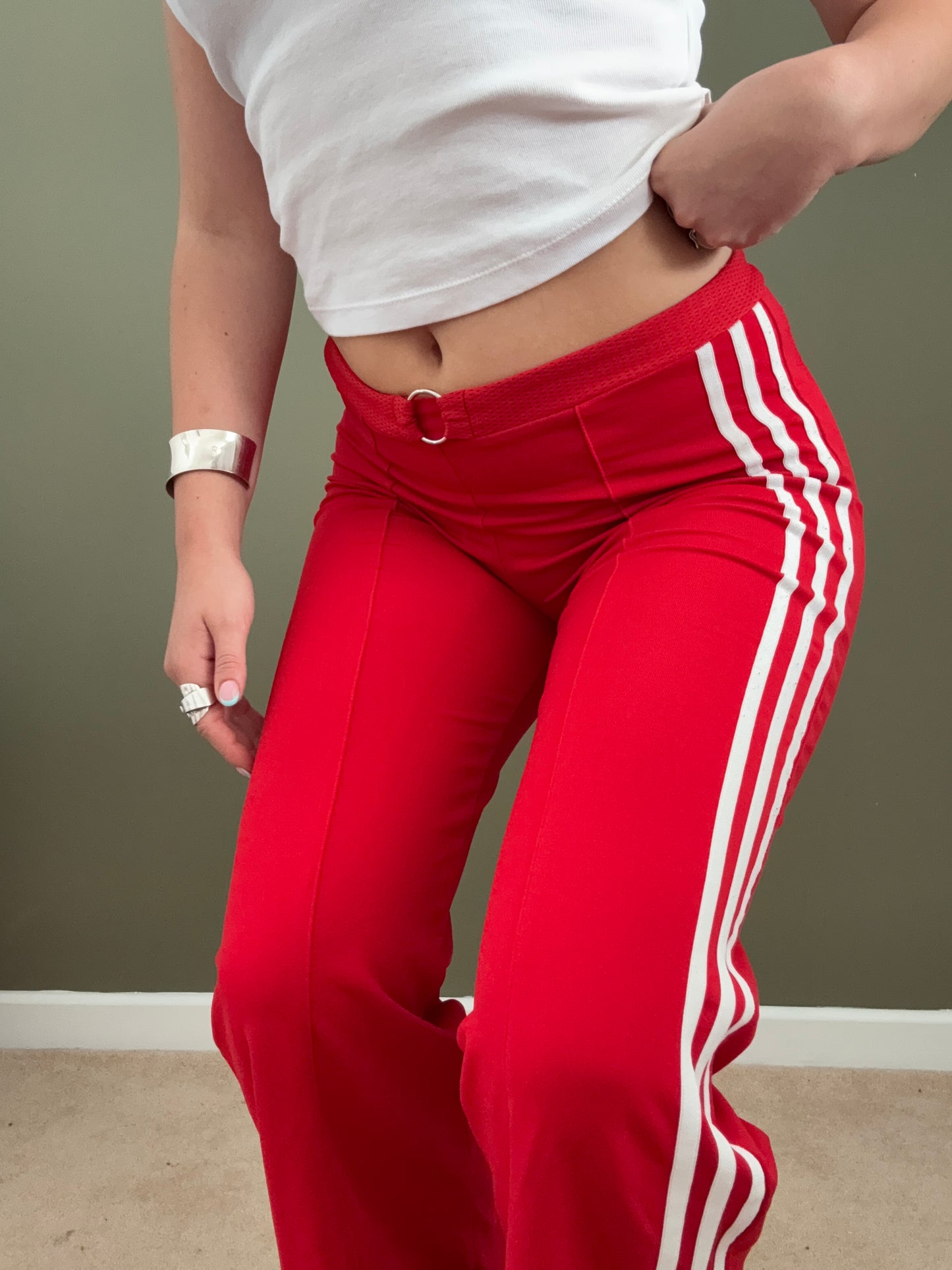 Red Adidas Flared Yoga Pants (UK12)