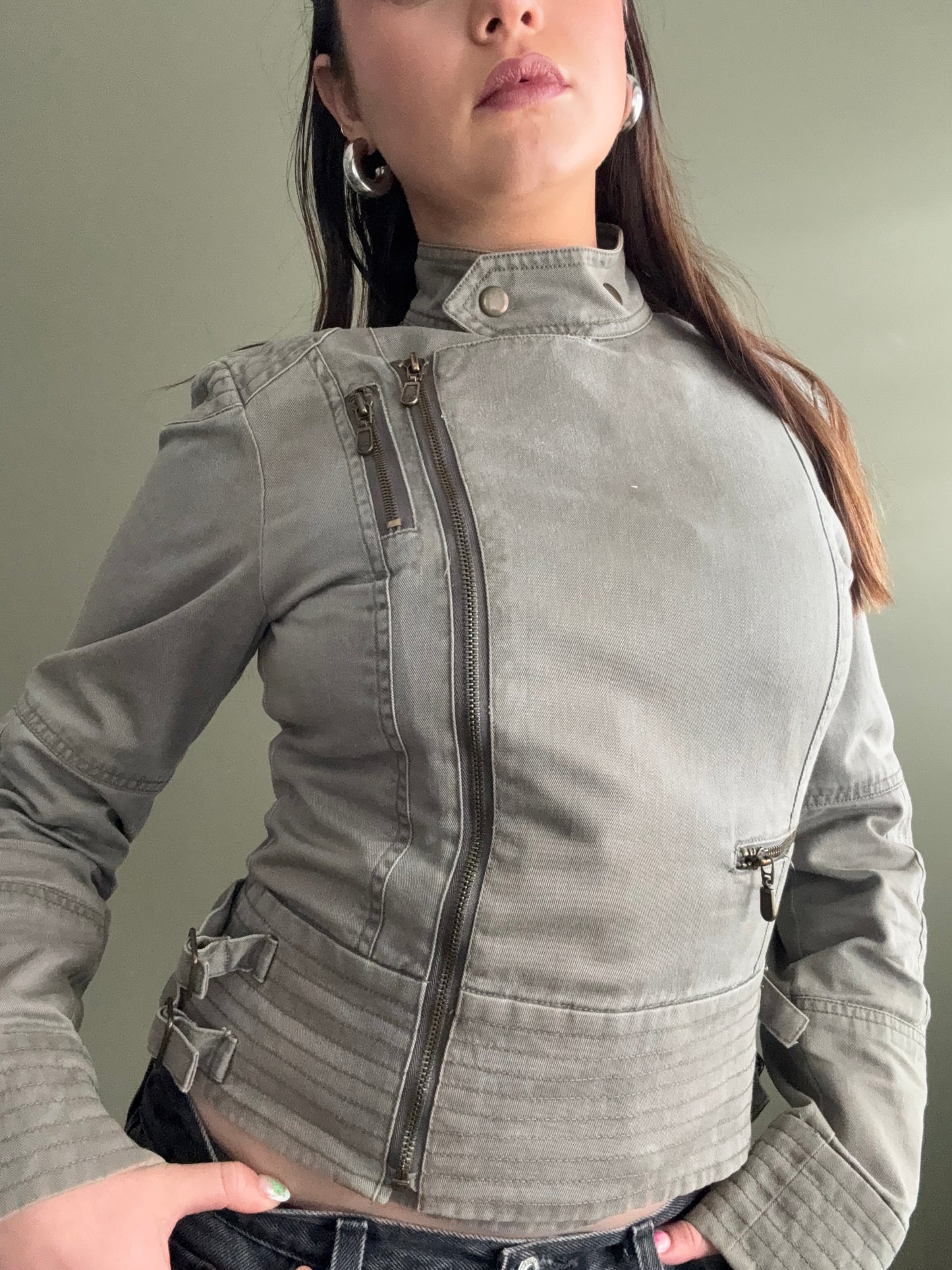 Khaki Biker Jacket (UK10)