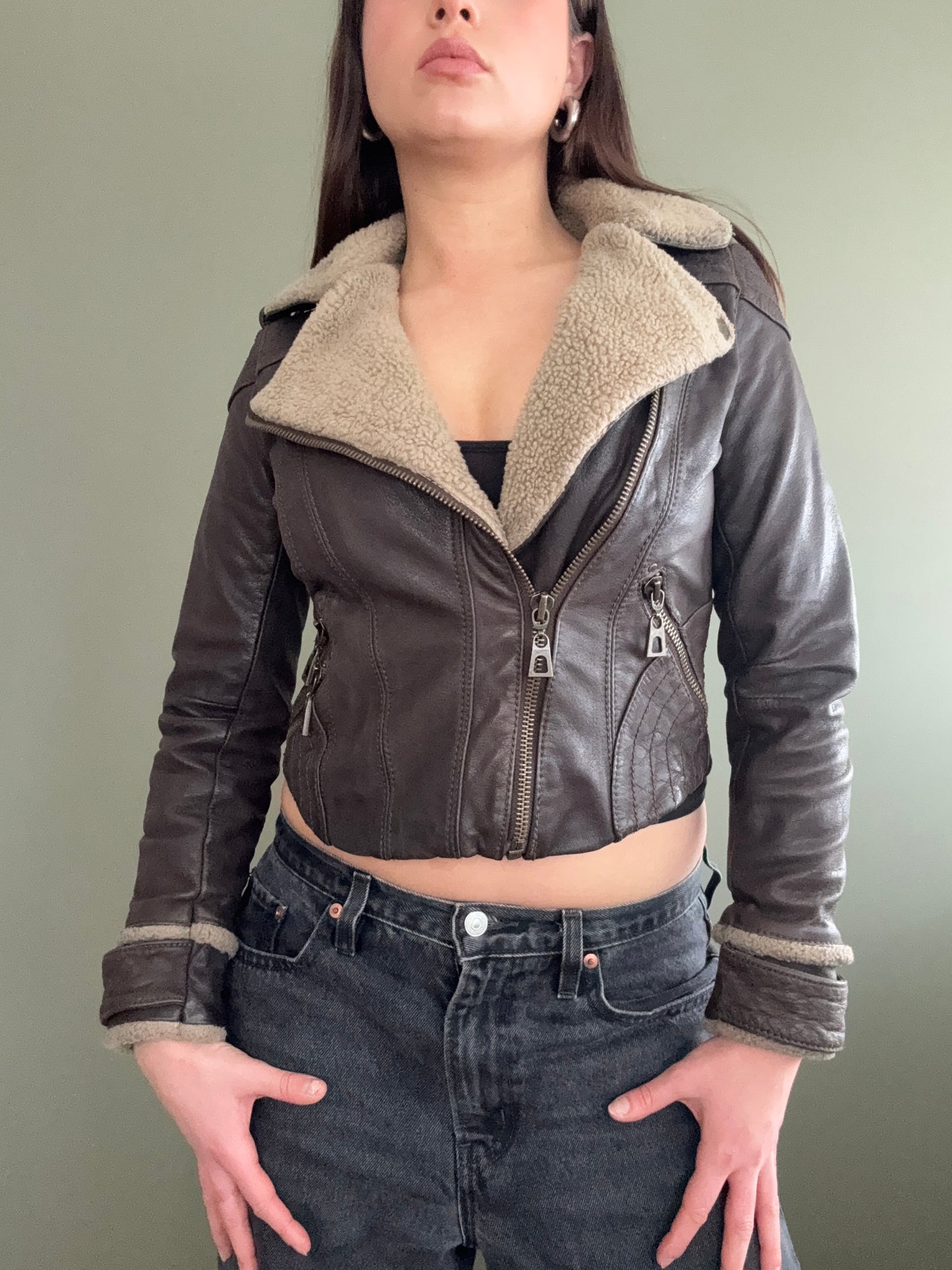 Leather Aviator Jacket (UK6)