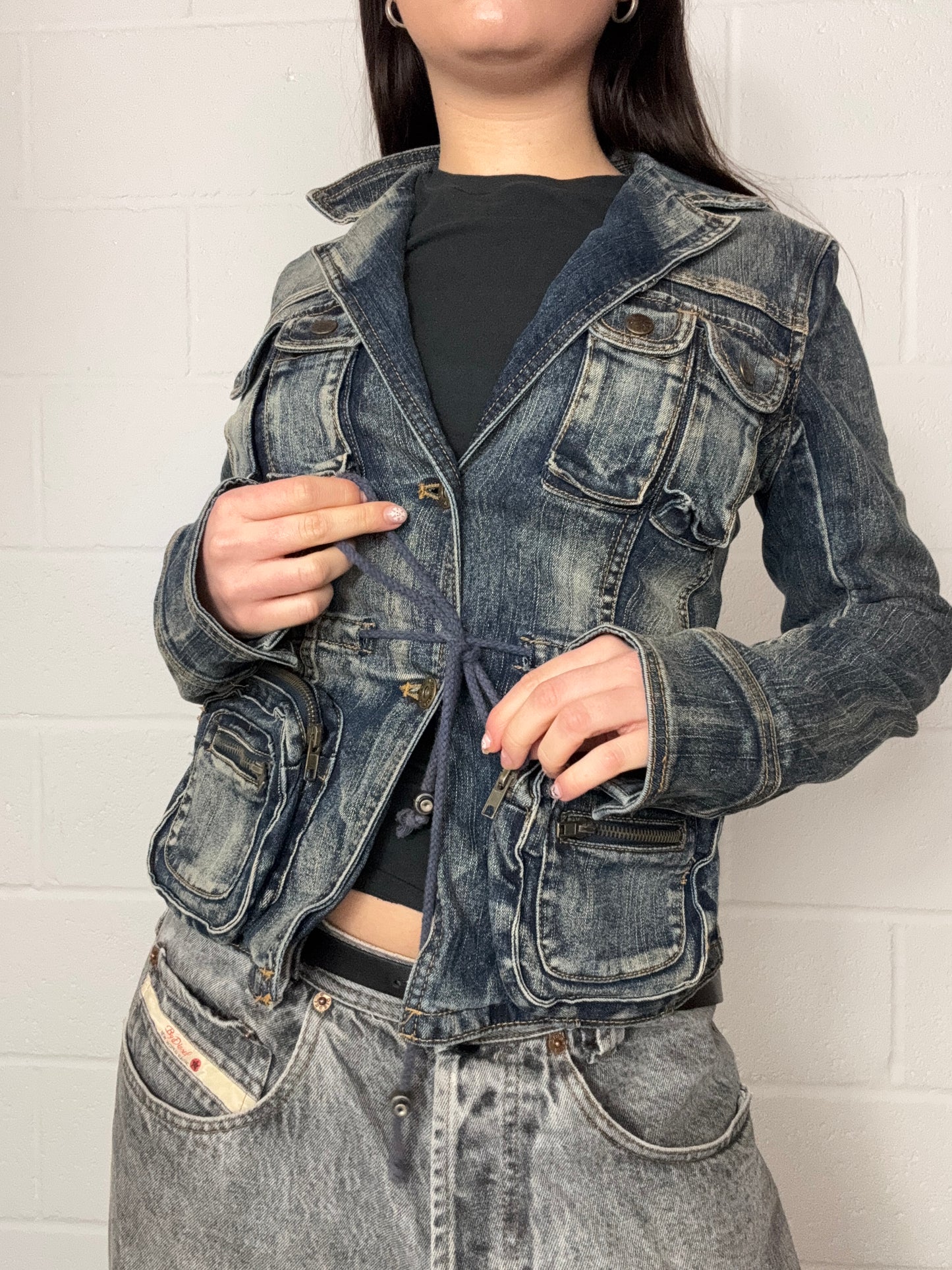 Y2K Cargo Denim Jacket (S)