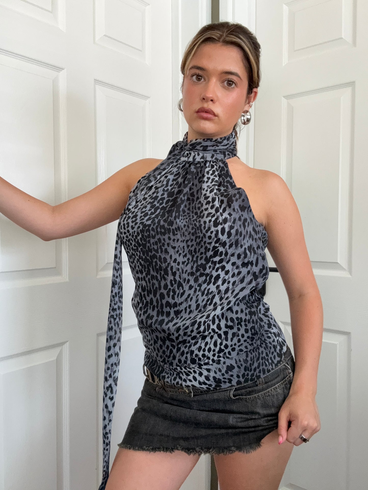 Karen Millen Leopard Halterneck Top (UK10)