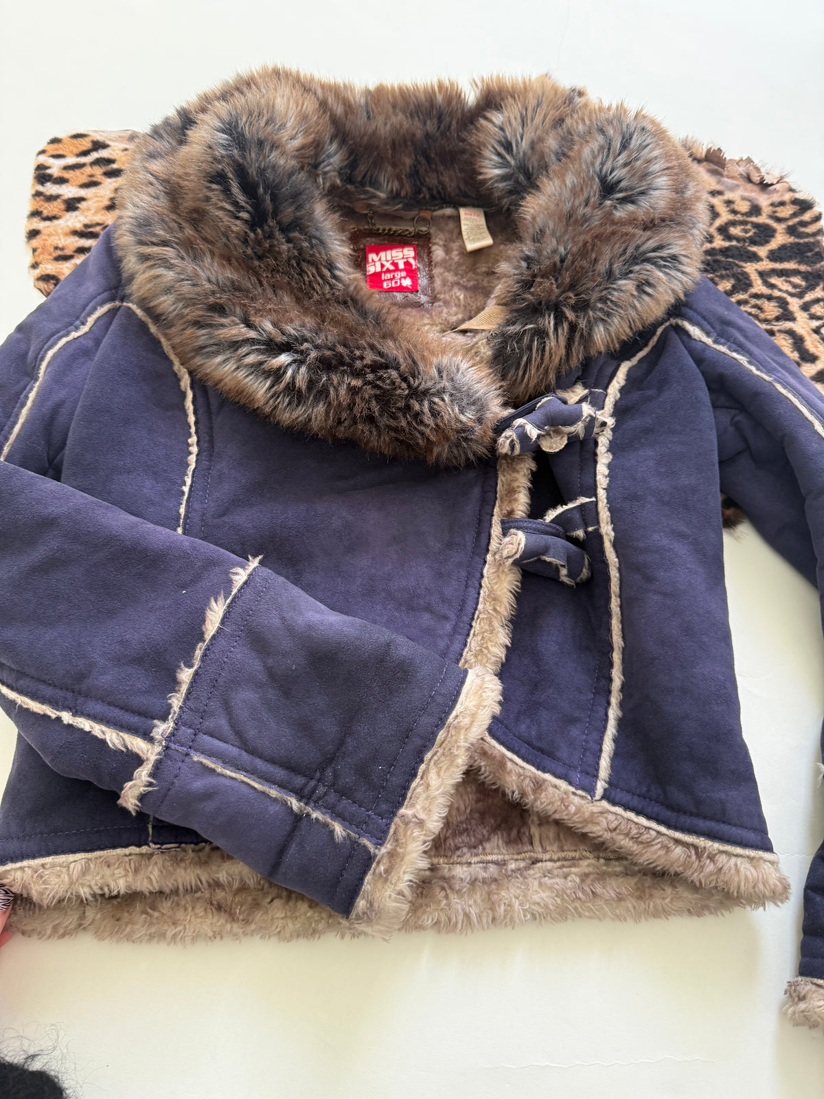 Miss Sixty Purple Faux Fur Jacket (L)