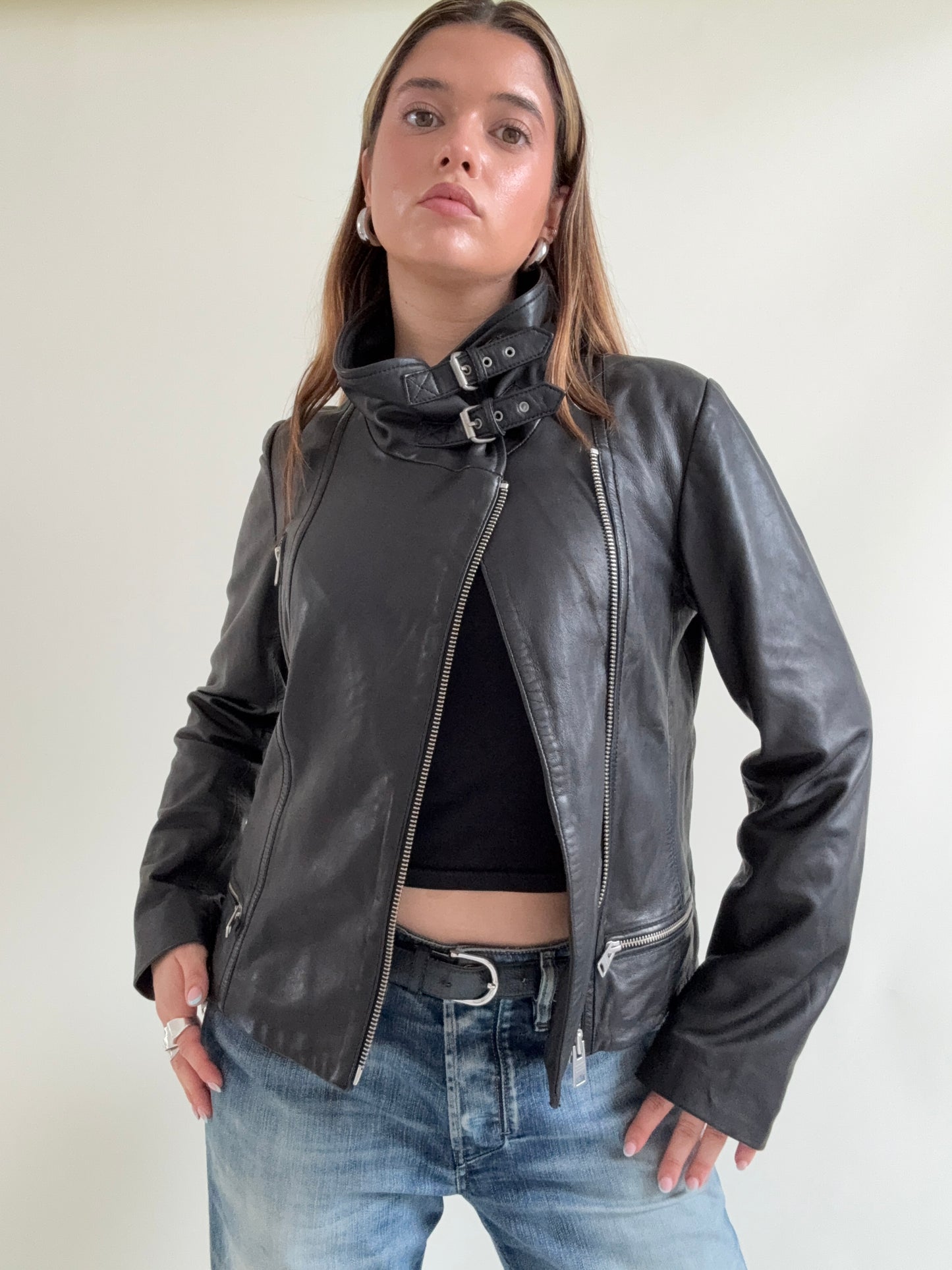 Allsaints Leather Buckle Jacket (UK12)