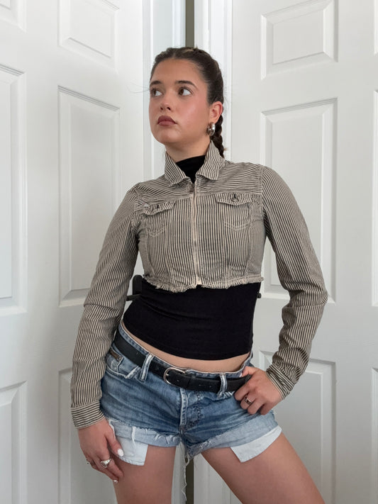 Diesel Pinstripe Cropped Jacket (XL)