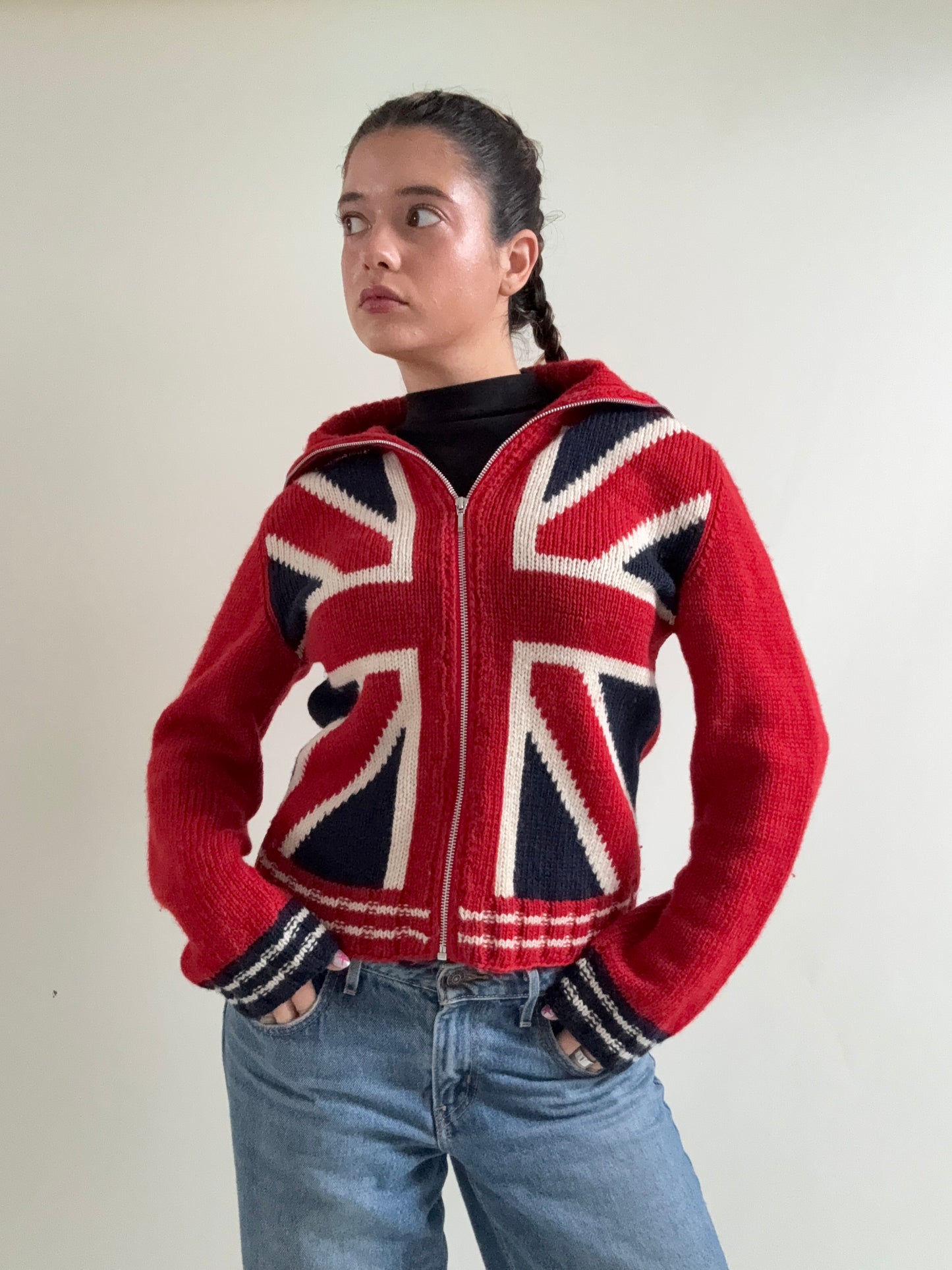 Vintage Wool Union Jacket Zip Jumper (UK12)