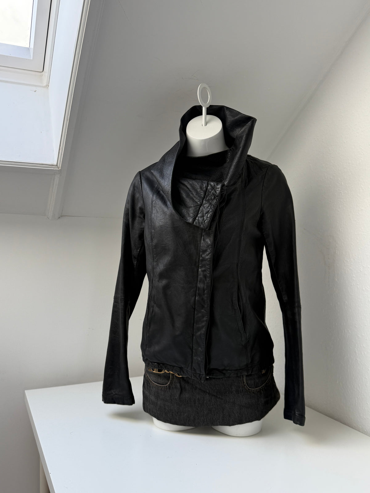 Allsaints Leather Asymmetric Jacket (UK12)