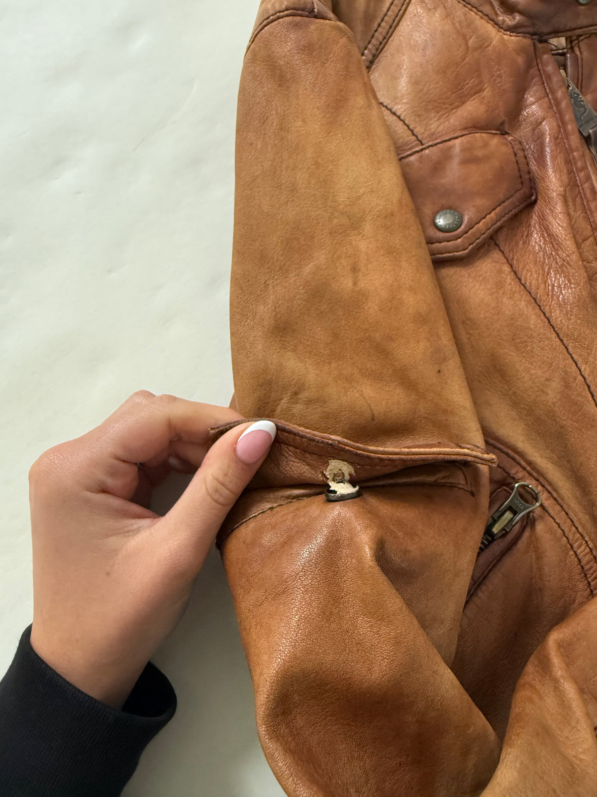 Vintage Cropped Leather Jacket (L)