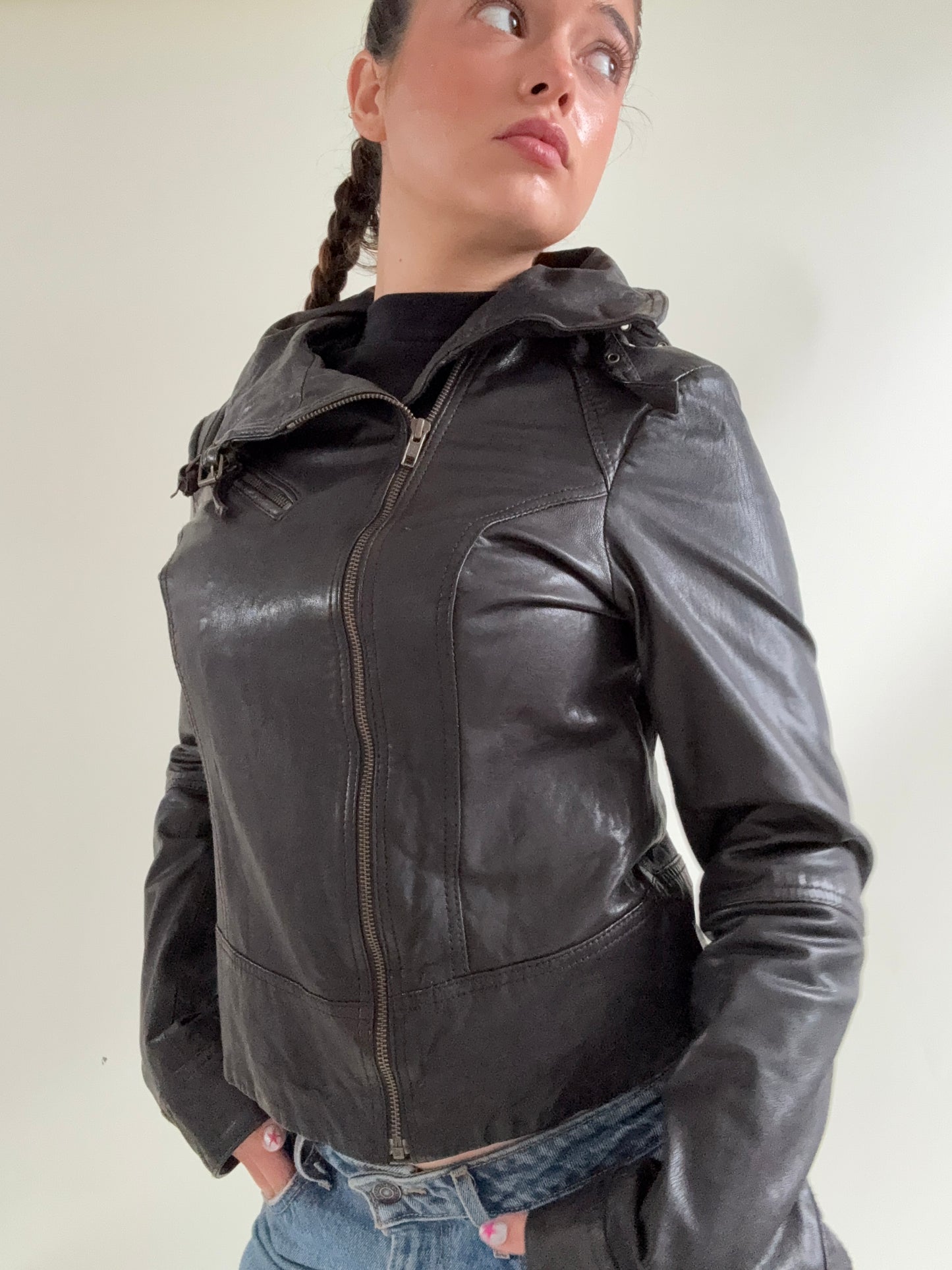 Allsaints Brown Leather Jacket (UK12)