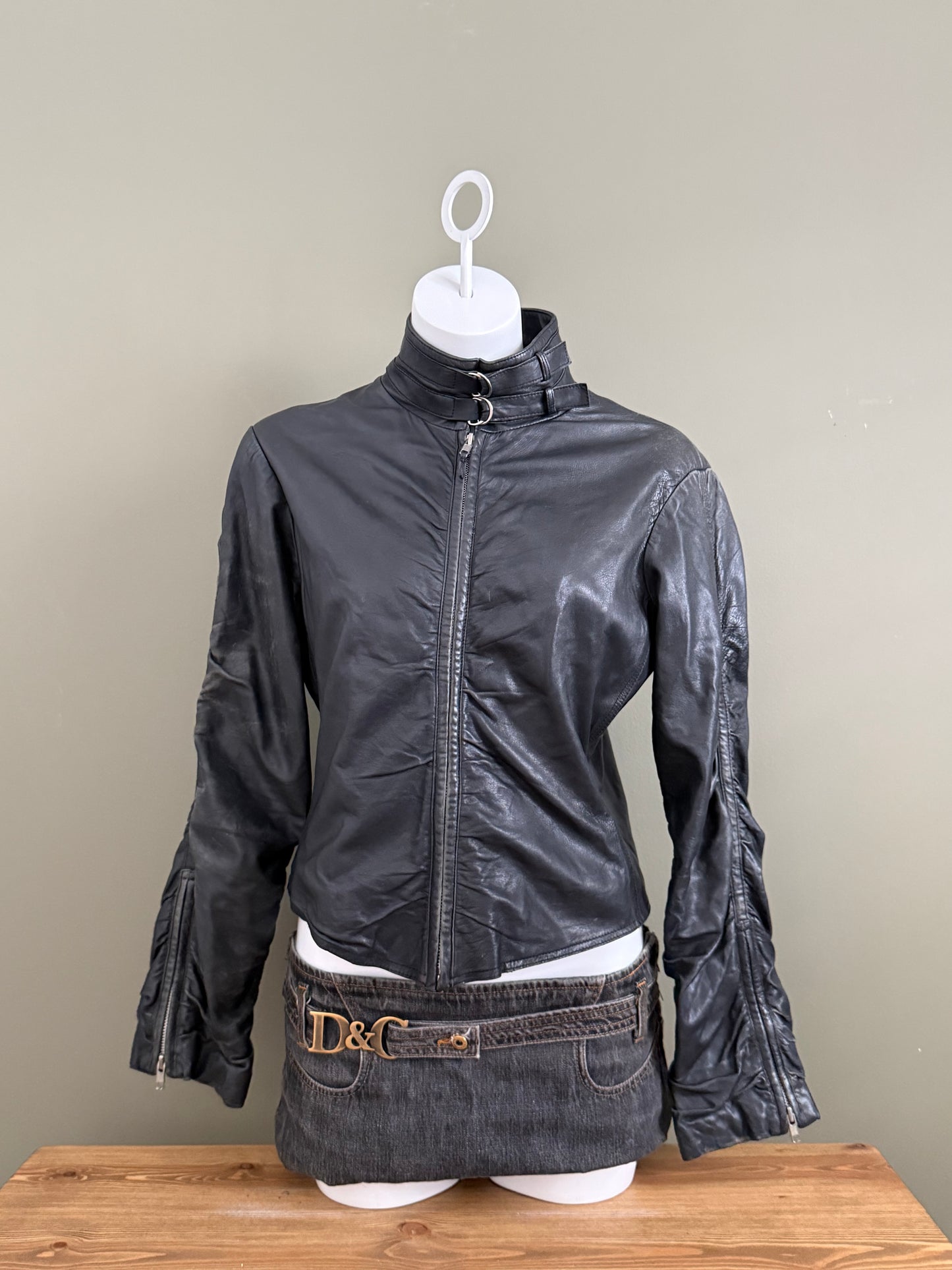 Leather Ruched Jacket (UK14)