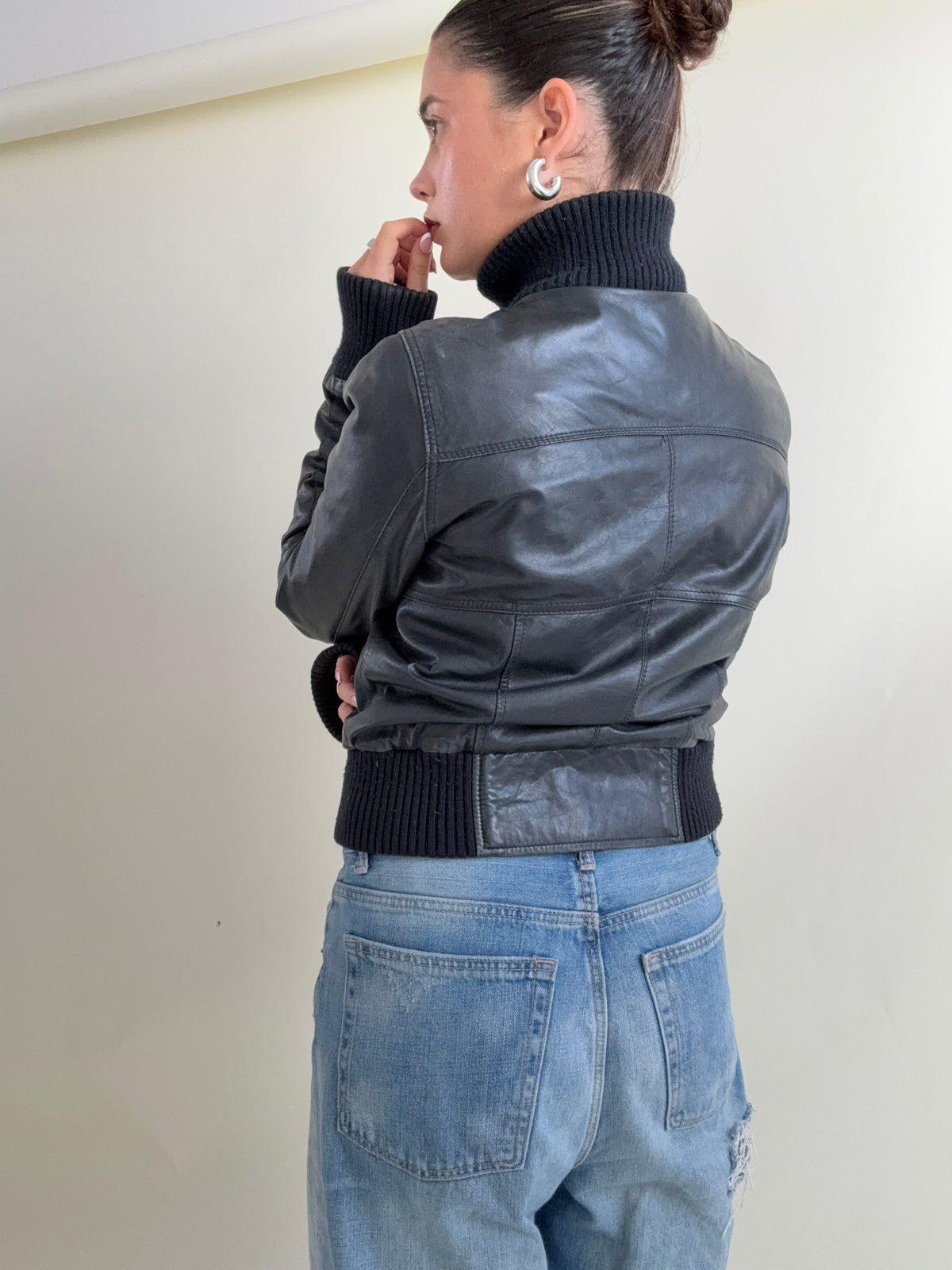 Vintage Leather Cargo Jacket (UK12)