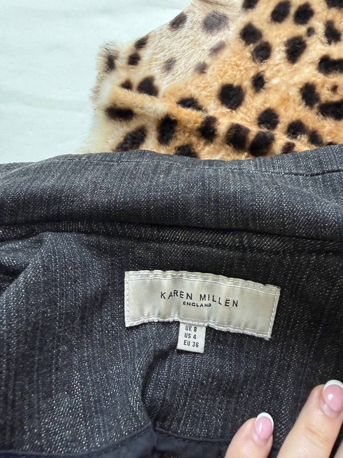 Karen Millen Denim Fitted Jacket (UK8)