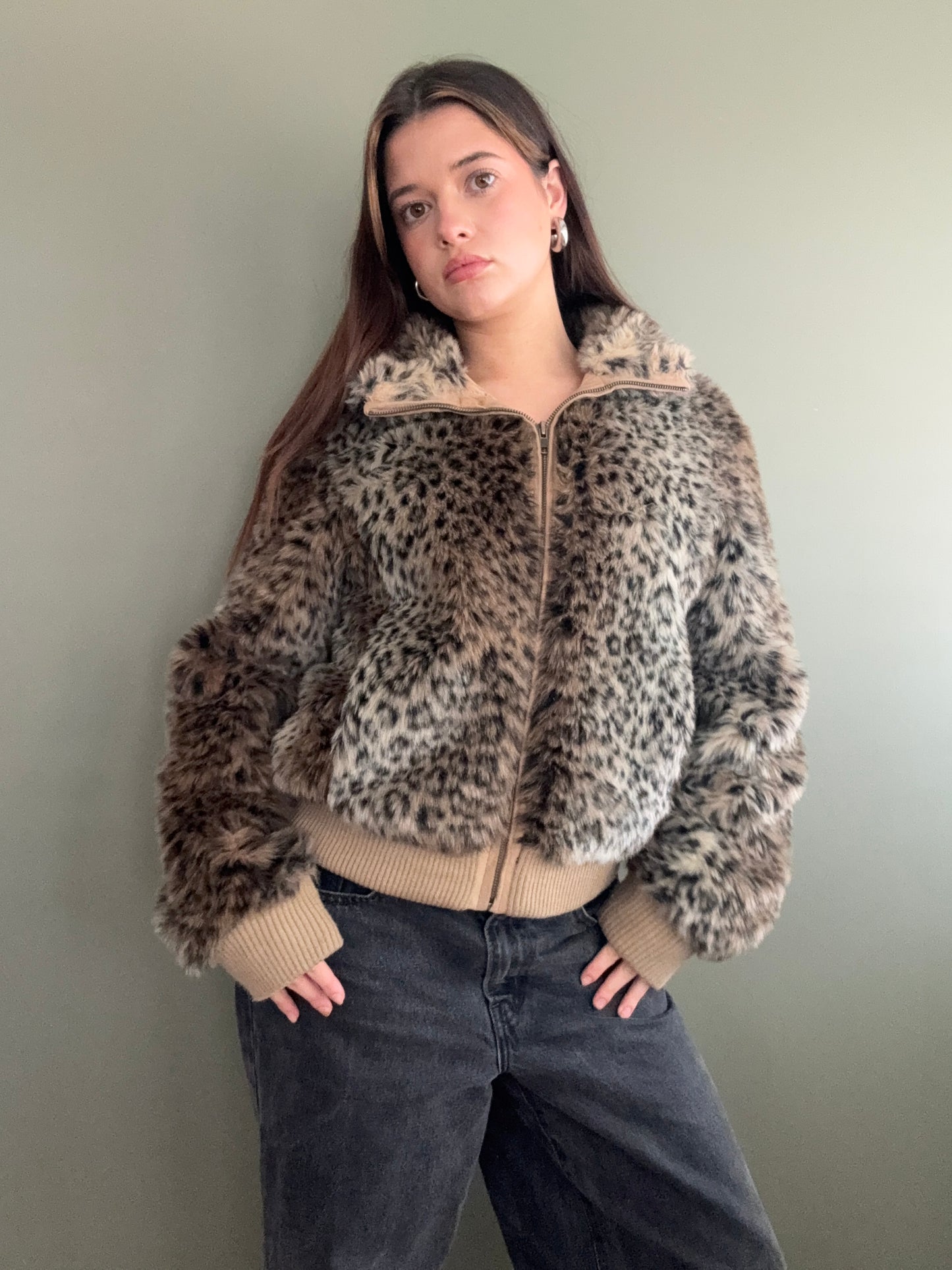 Faux Fur Leopard Jacket (UK14)