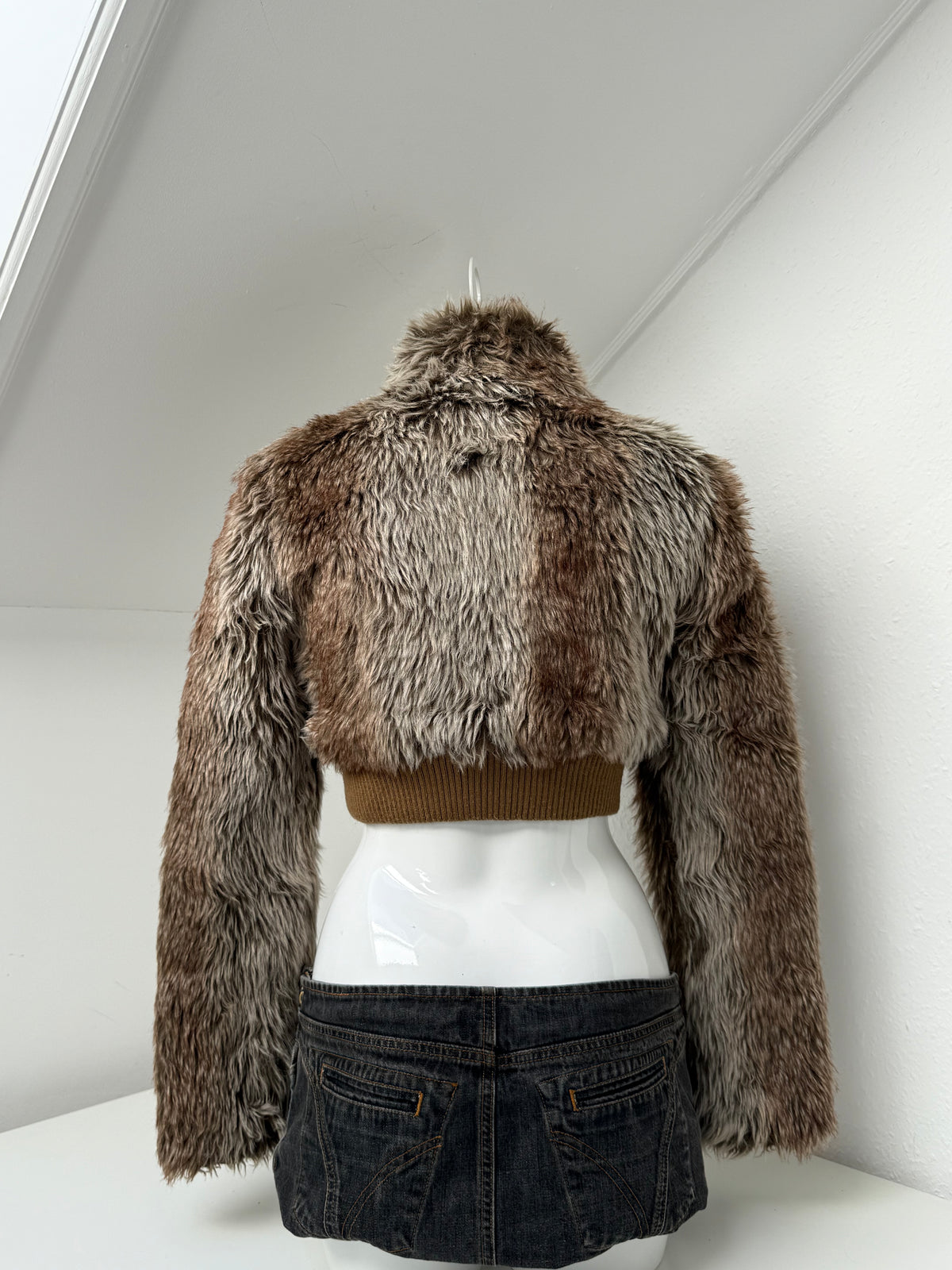 Cropped Faux Fur Jacket (UK10)