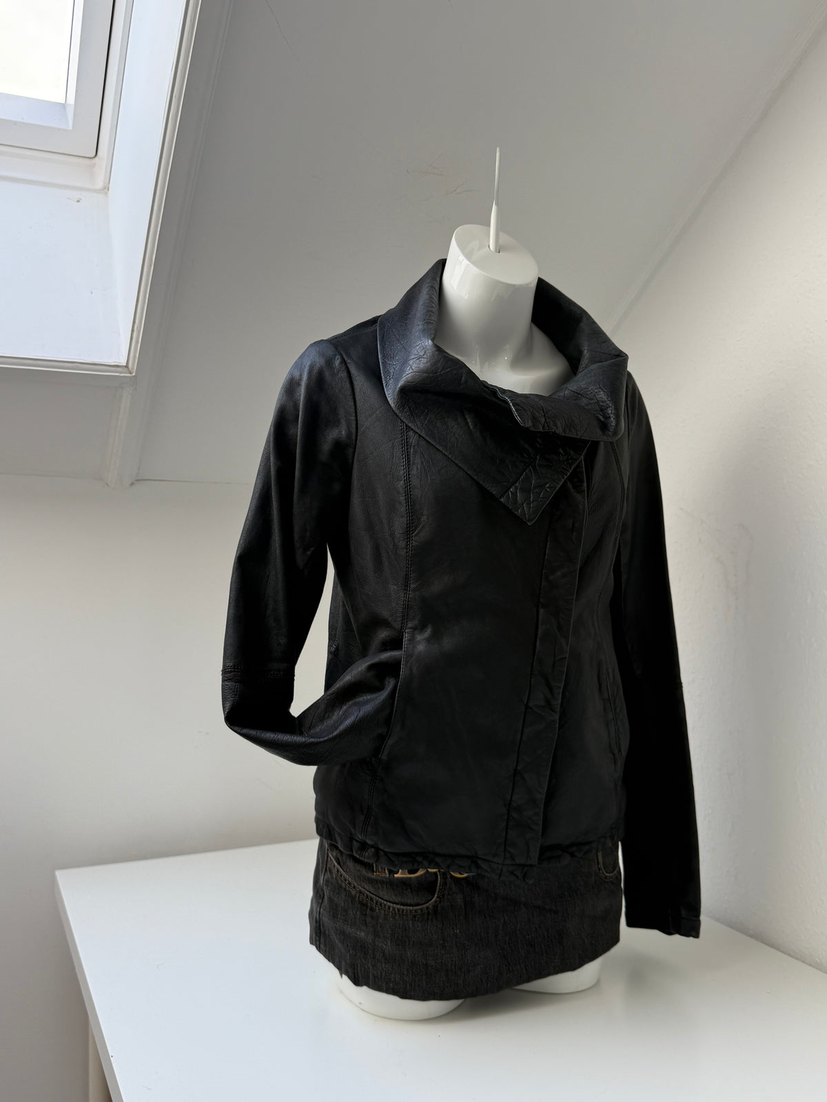 Allsaints Leather Asymmetric Jacket (UK12)