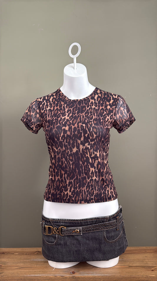 Allsaints Mesh Leopard Top (UK10)