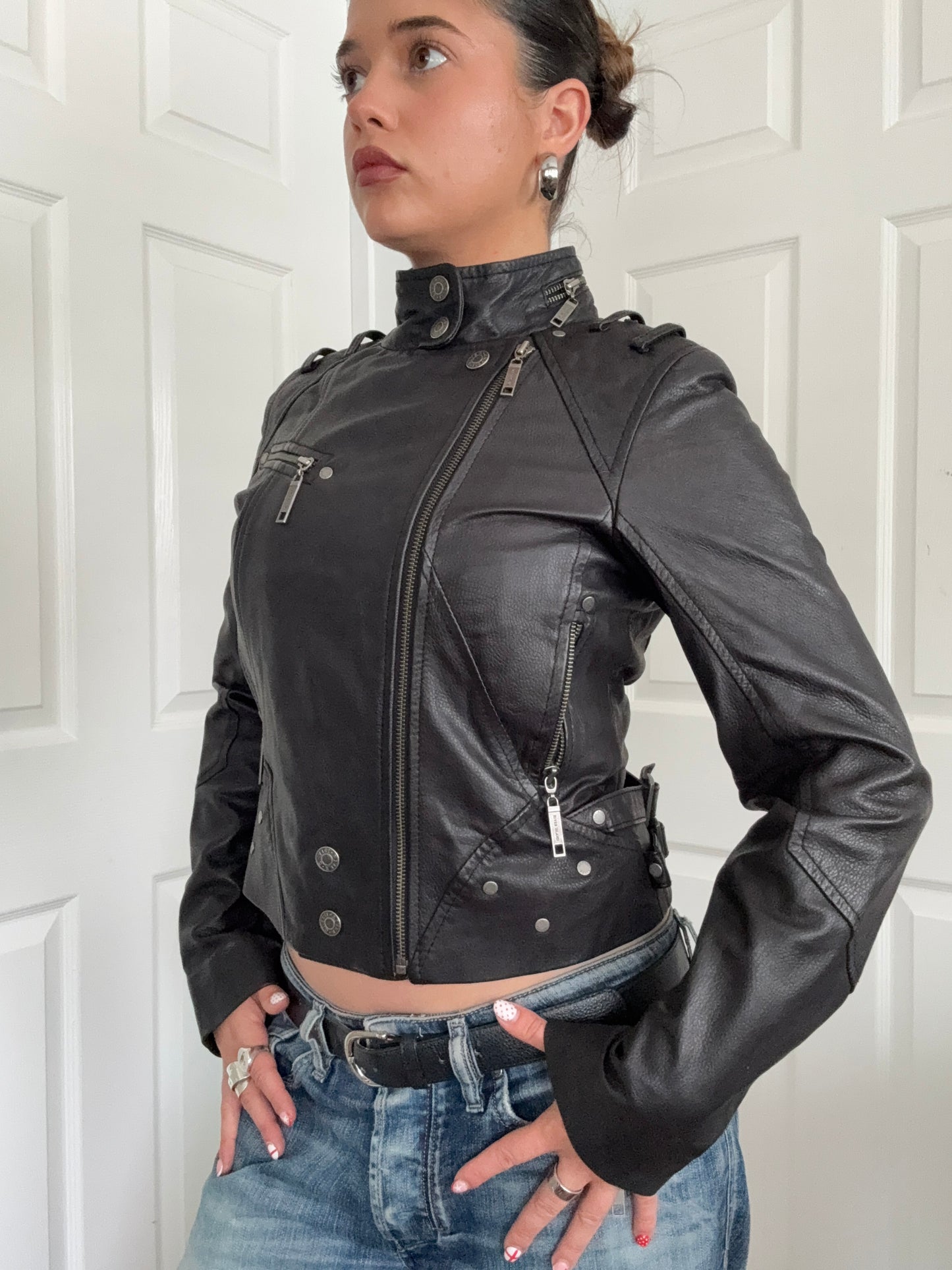Leather Biker Jacket (UK10)