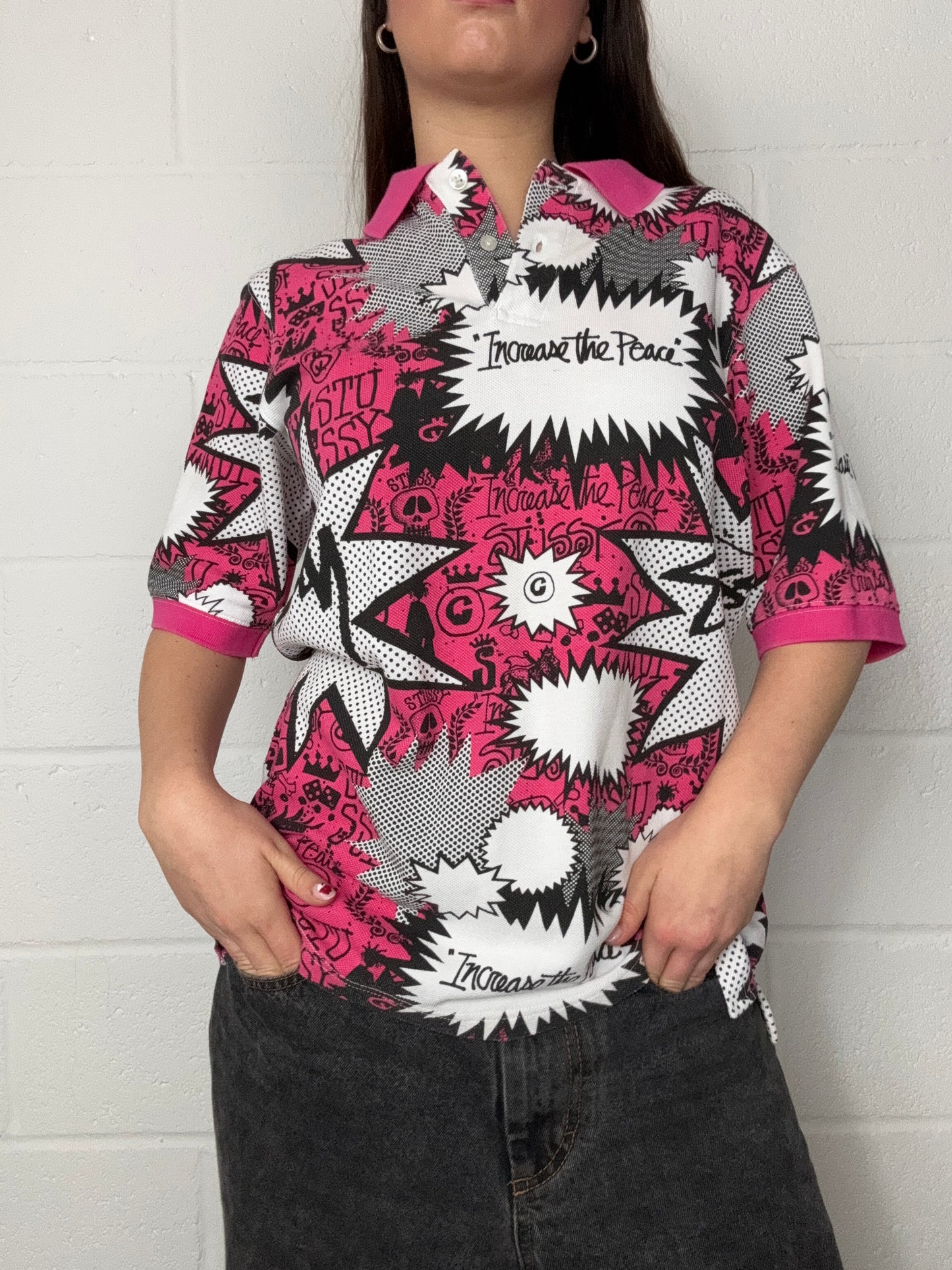 Stussy Comic Print Polo Shirt (S)