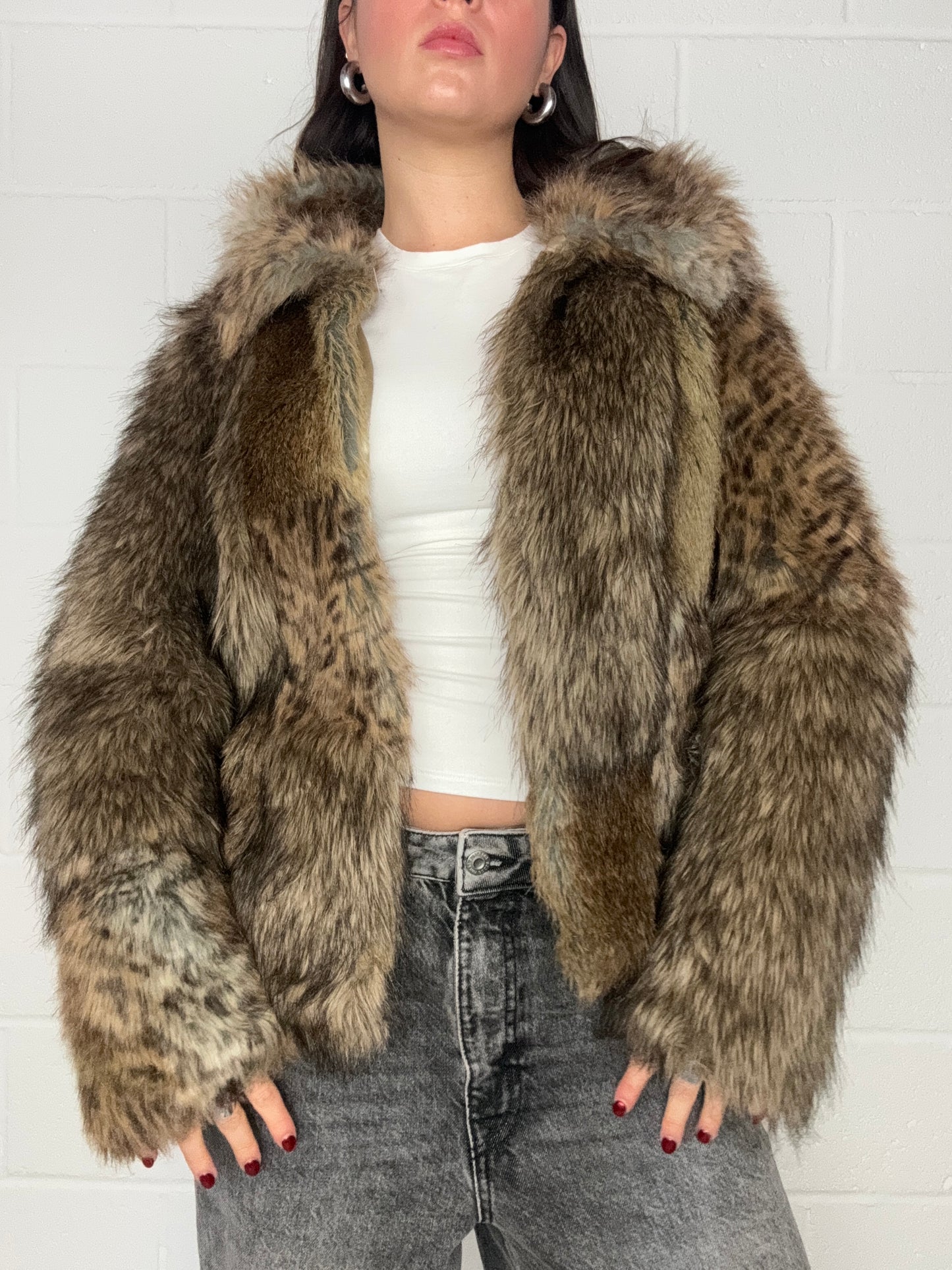 Faux Fur Patchwork Jacket (UK10)