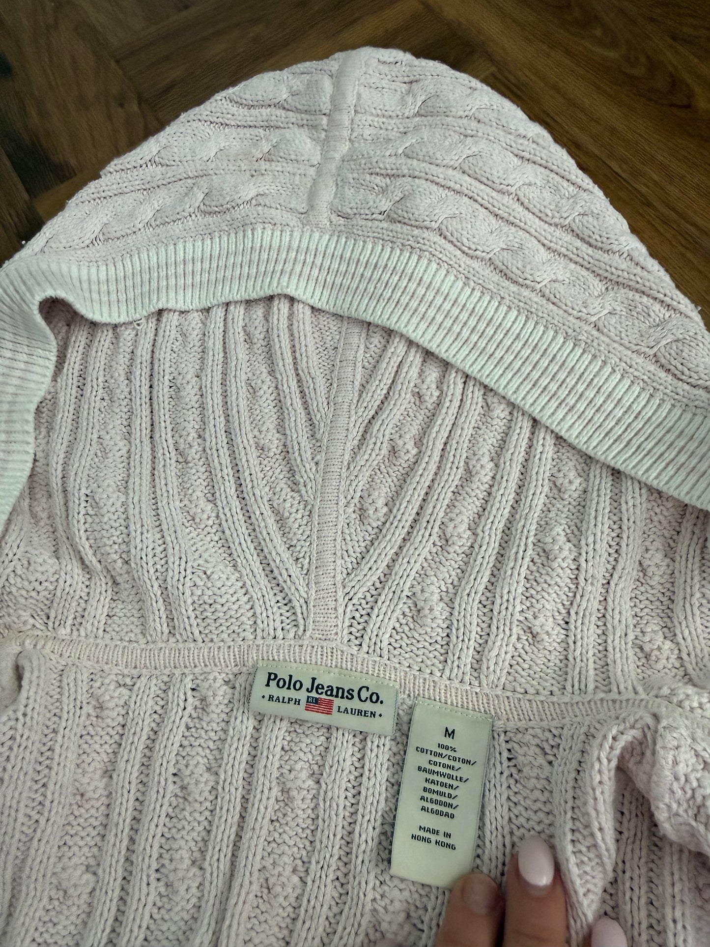 Baby Pink Ralph Lauren Cable Knit Jumper (M)