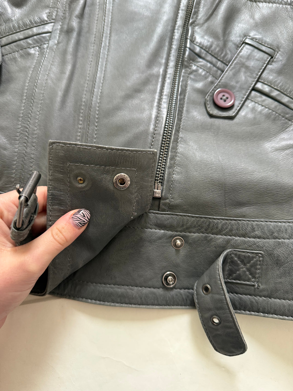 Vintage Leather Funnel Neck Jacket (XL)