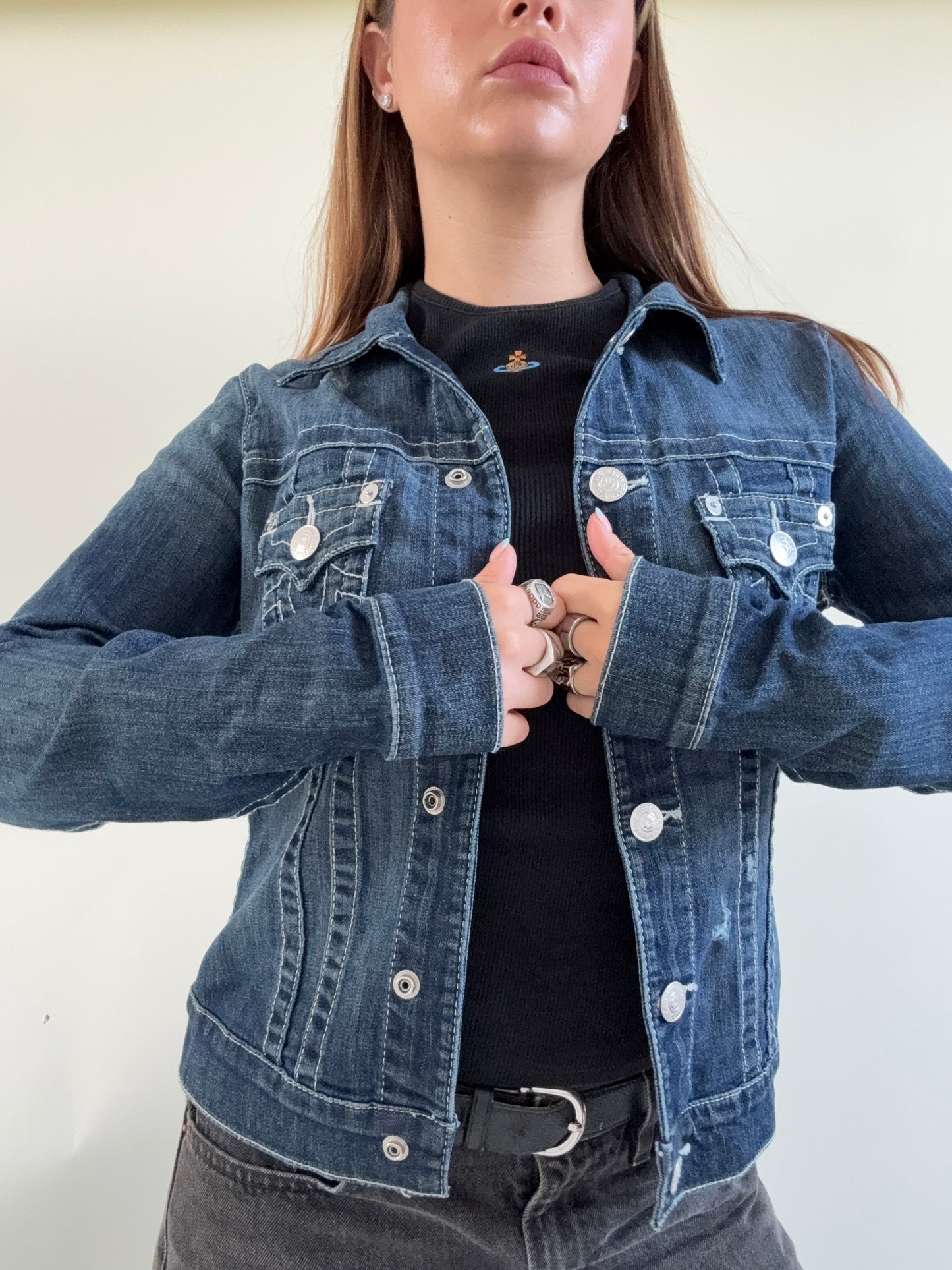 True Religion Denim Contrast Stitch Denim Jacket (S)