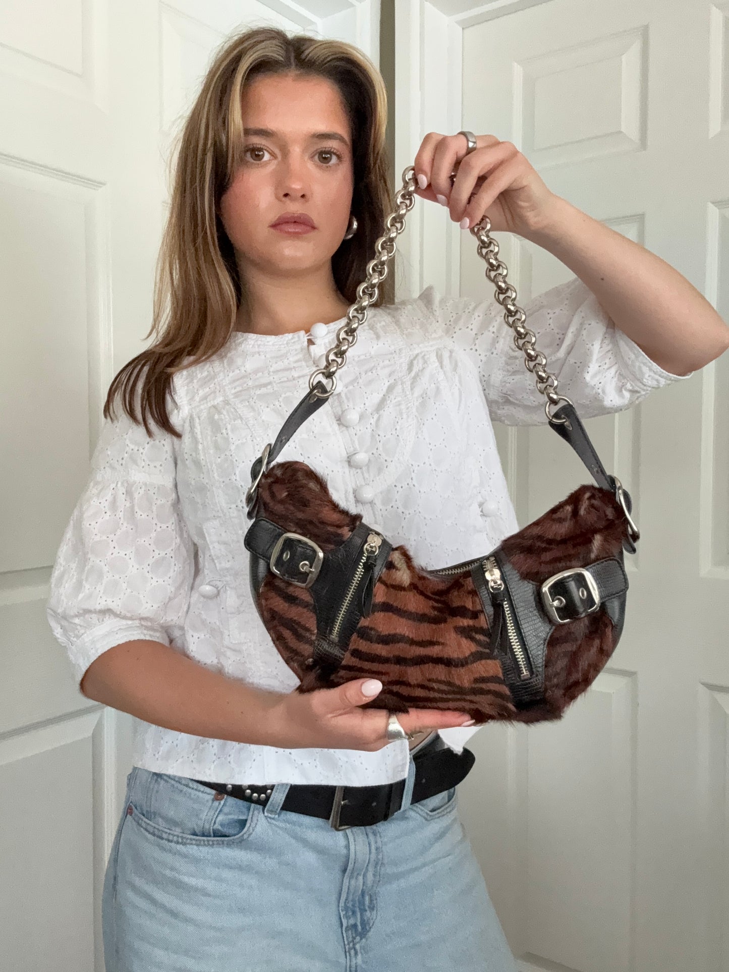 DKNY Faux Fur Shoulder Bag