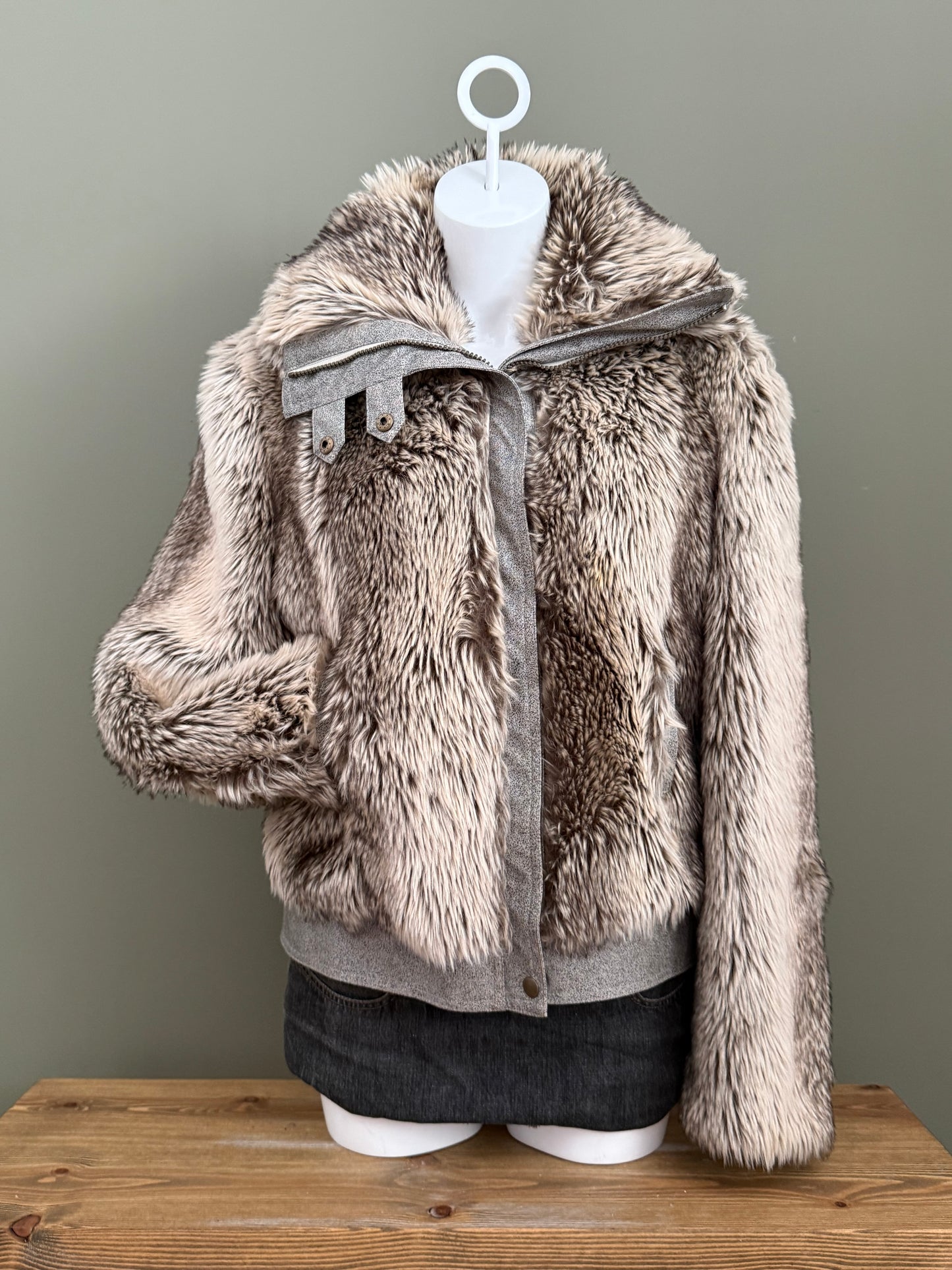 Faux Fur Bomber Jacket (UK16)