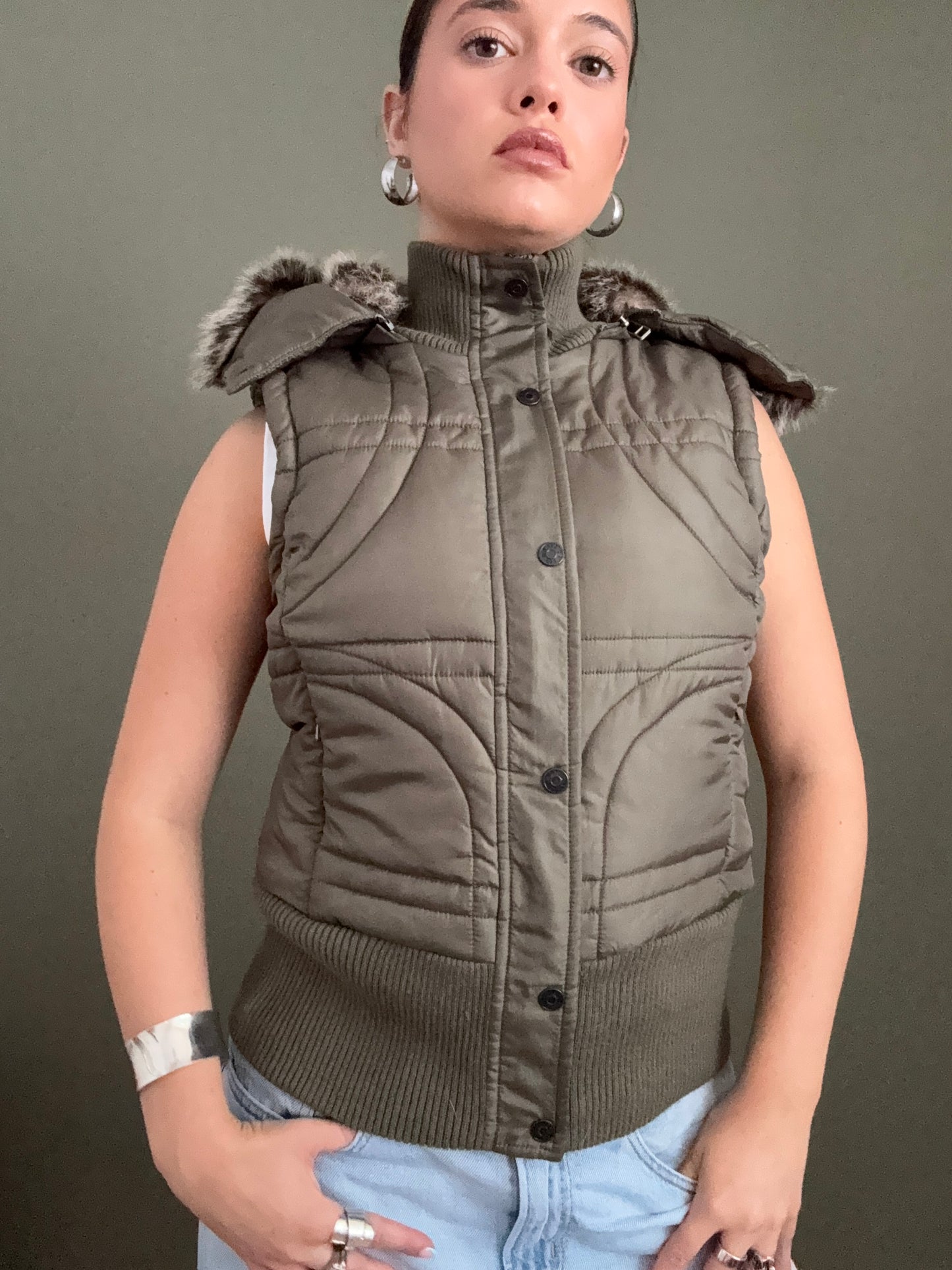 Khaki Y2K Gilet (UK8)