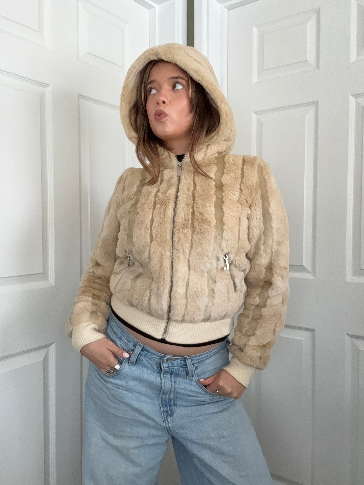 Juicy Couture Faux Fur Hooded Jacket (S)
