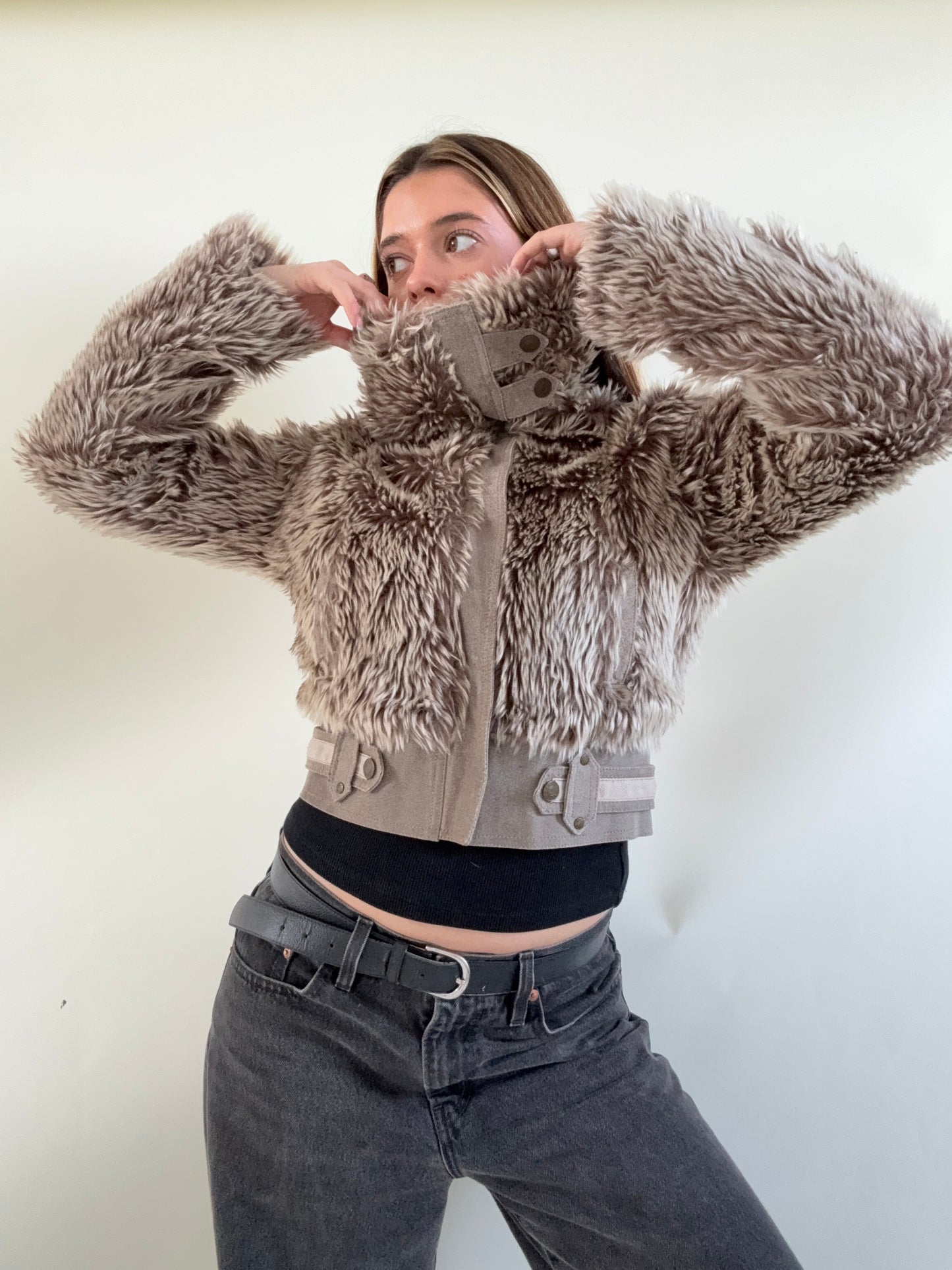 Faux Fur Bomber Jacket (UK10)
