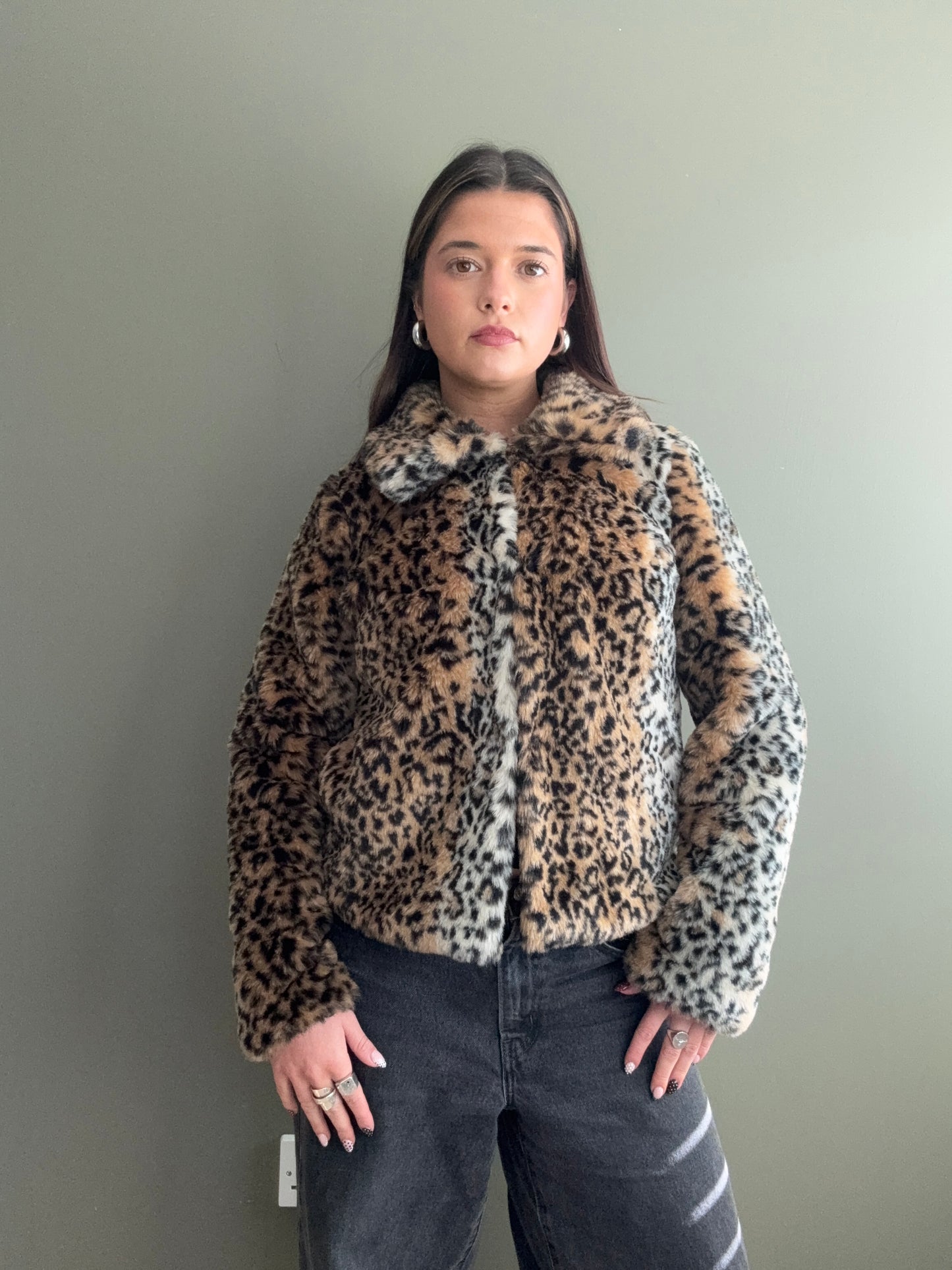 Leopard Faux Fur Jacket (UK8)