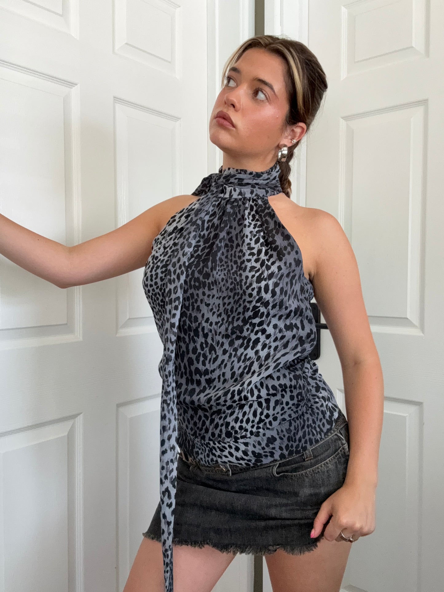 Karen Millen Leopard Halterneck Top (UK10)