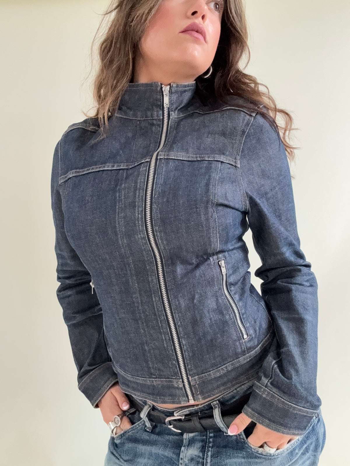 French Connection Asymmetric Denim Jacket (M)