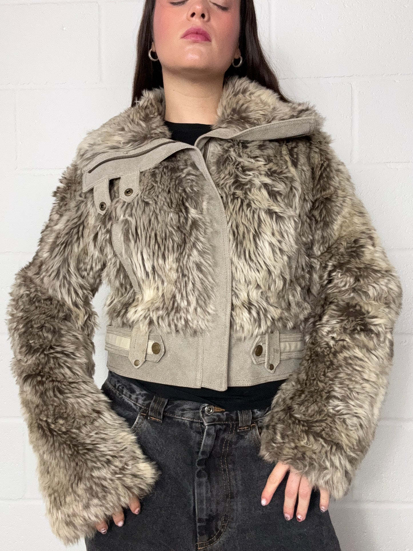 Faux Fur Cropped Jacket (UK12)