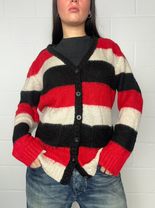 Diesel Mohair Knit Striped Cardigan