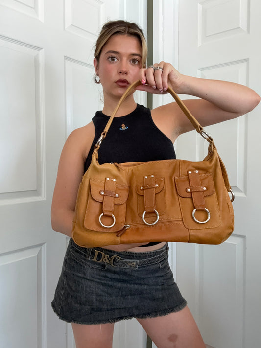 Vintage Leather Buckle Shoulder Bag