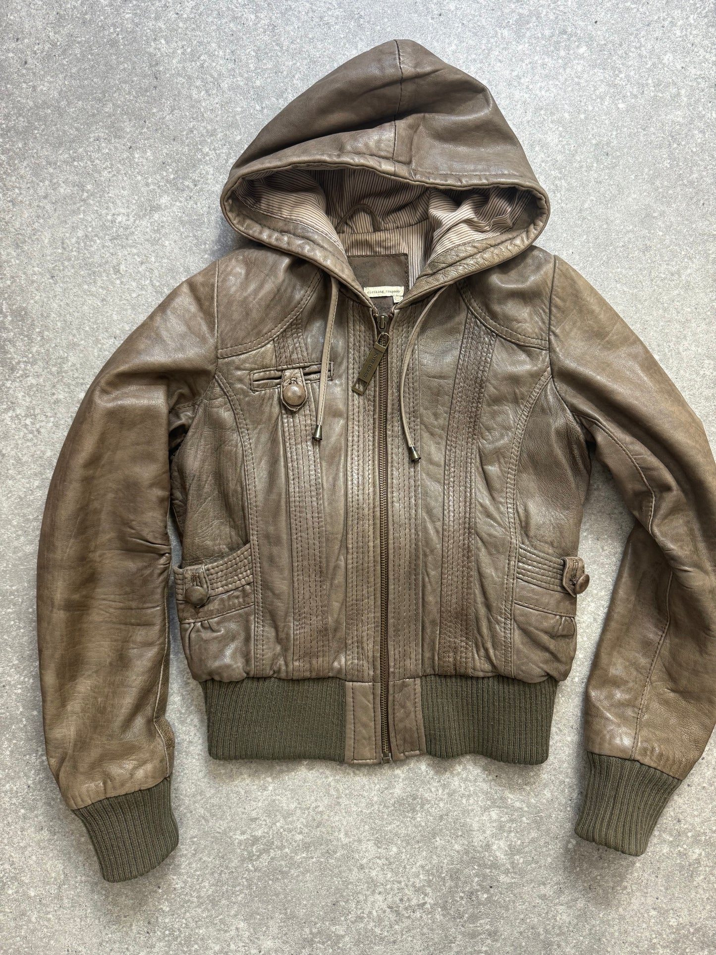 Leather Hooded Jacket (UK10)