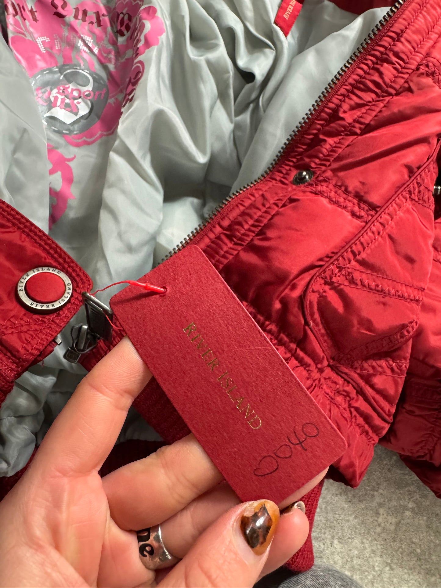 Red Y2K Puffer Jacket (UK14)