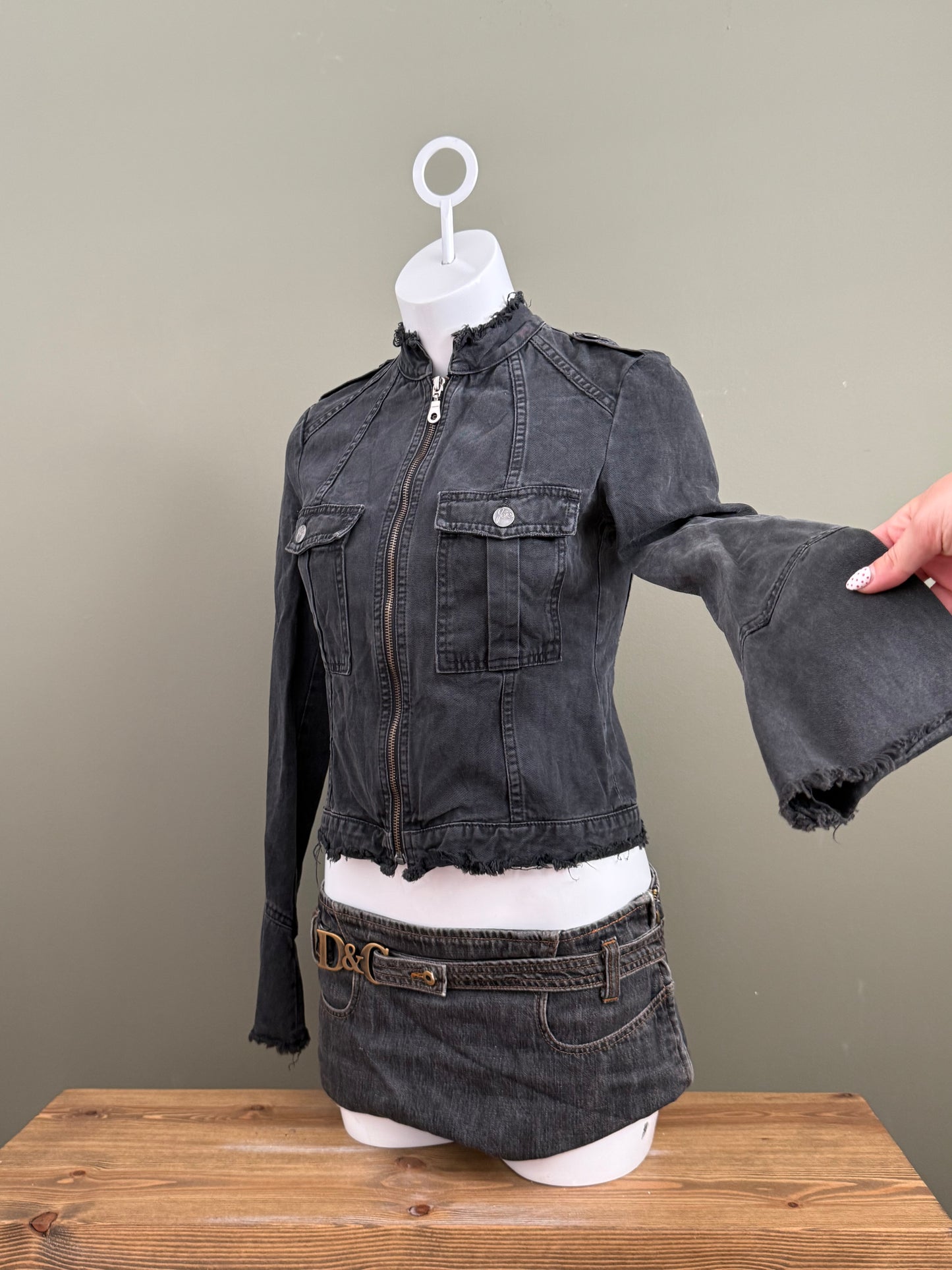 Denim Distressed Jacket (S)